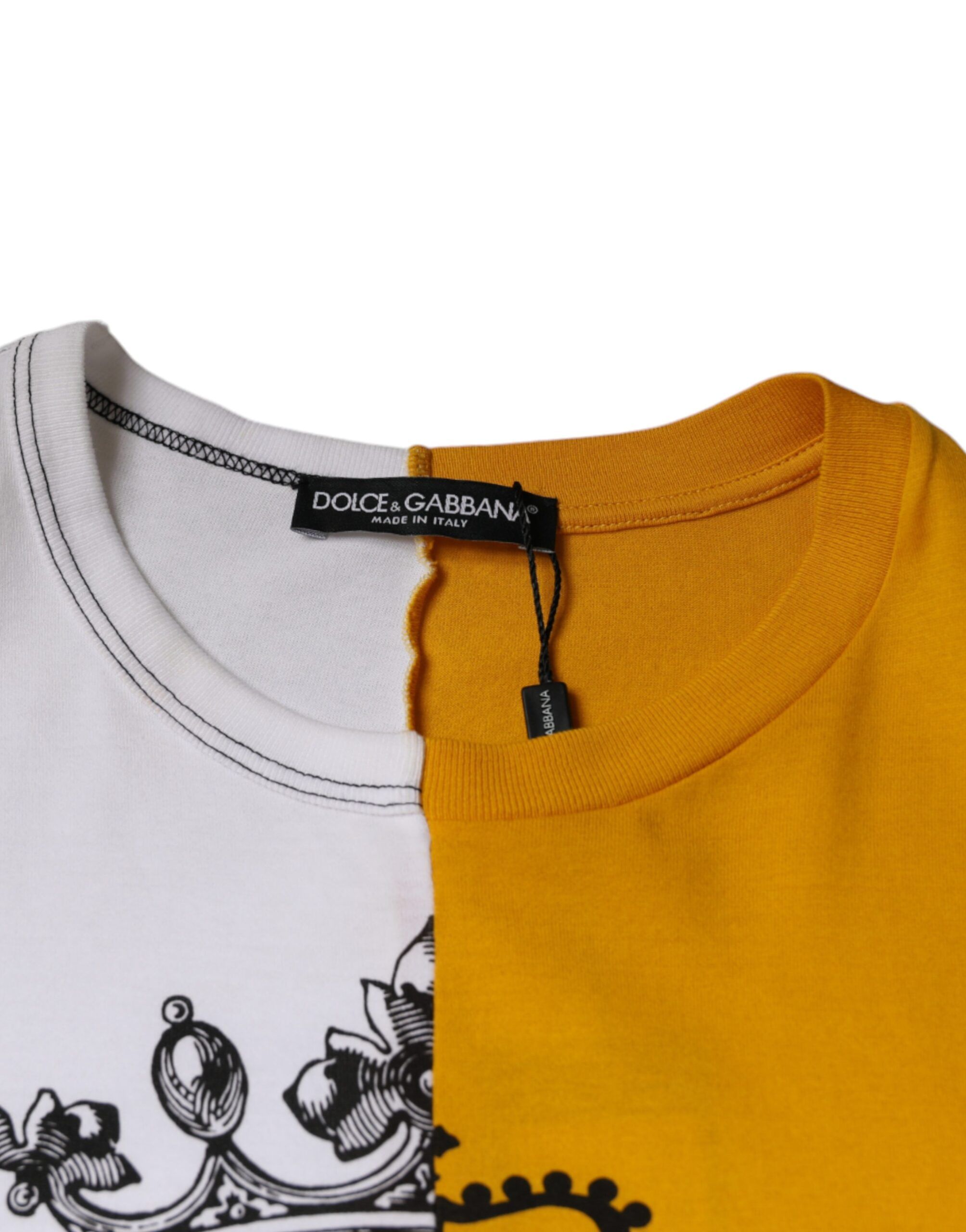 Yellow Logo Print Short Sleeve Men's T-shirt - Dolce & Gabbana - Modalova