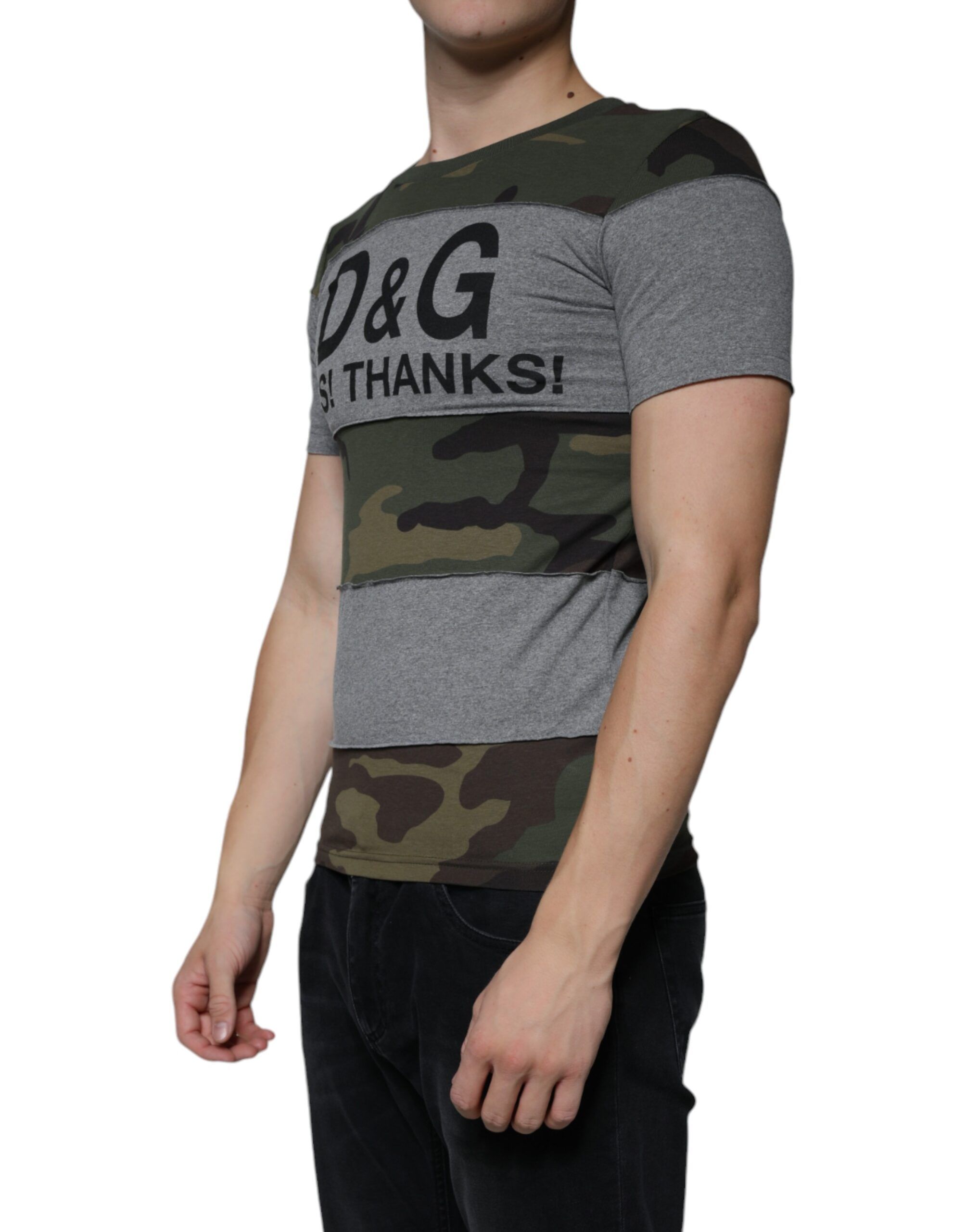 Camouflage Cotton Crew Neck Men's T-shirt - Dolce & Gabbana - Modalova