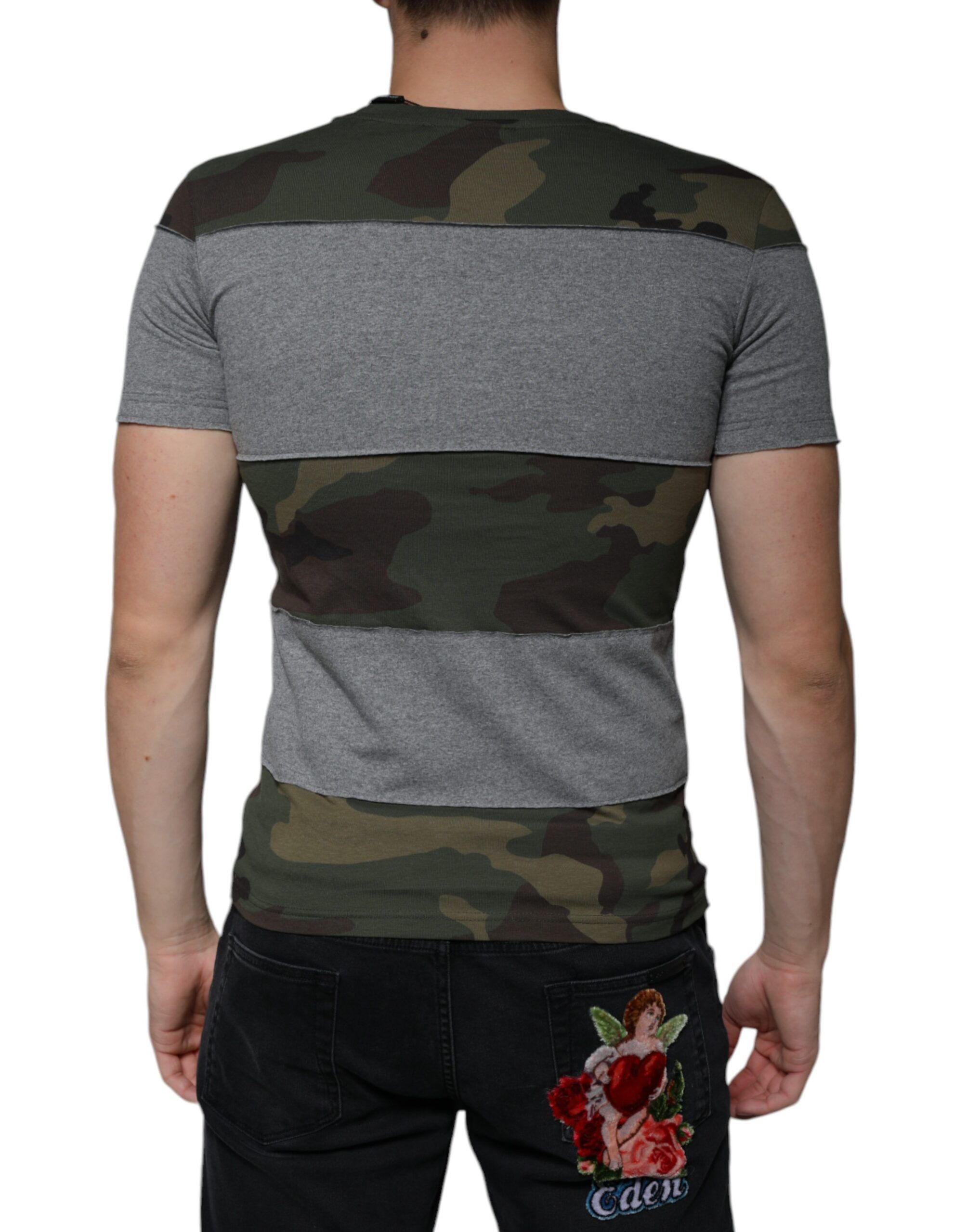 Camouflage Cotton Crew Neck Men's T-shirt - Dolce & Gabbana - Modalova