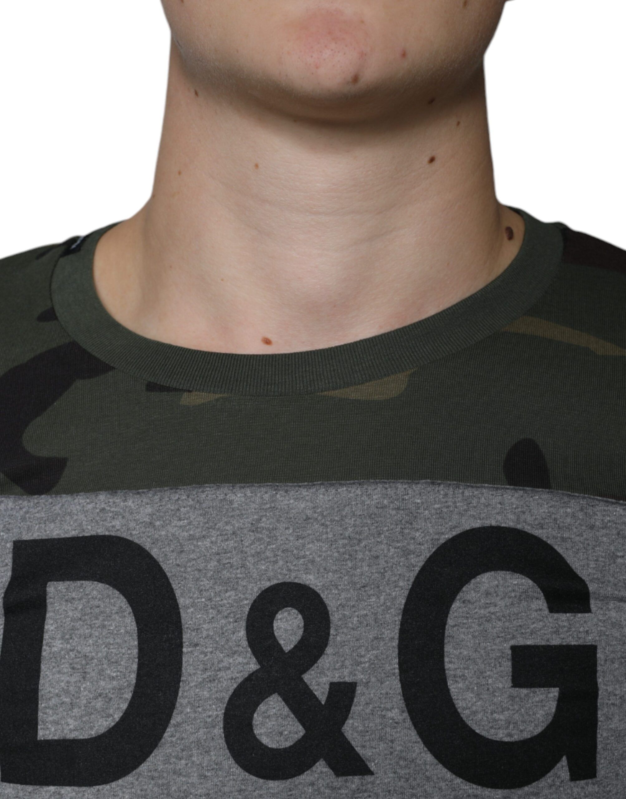 Camouflage Cotton Crew Neck Men's T-shirt - Dolce & Gabbana - Modalova