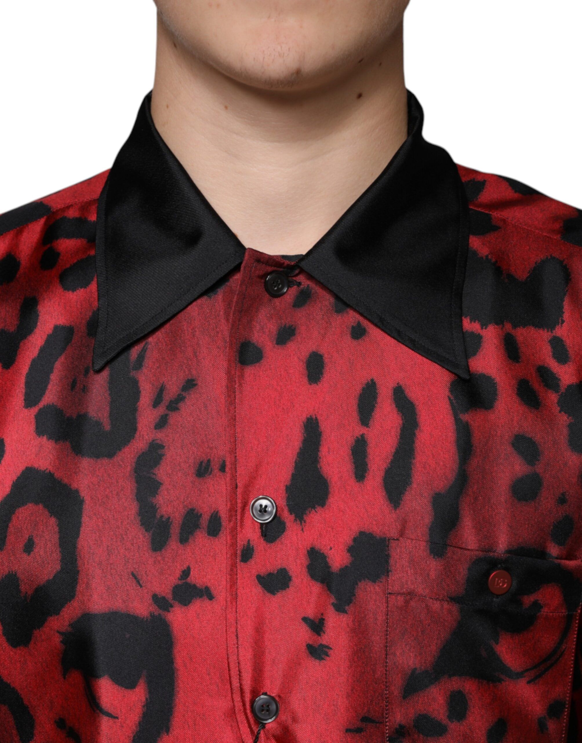 Leopard Silk Button Down Casual Men's Shirt - Dolce & Gabbana - Modalova