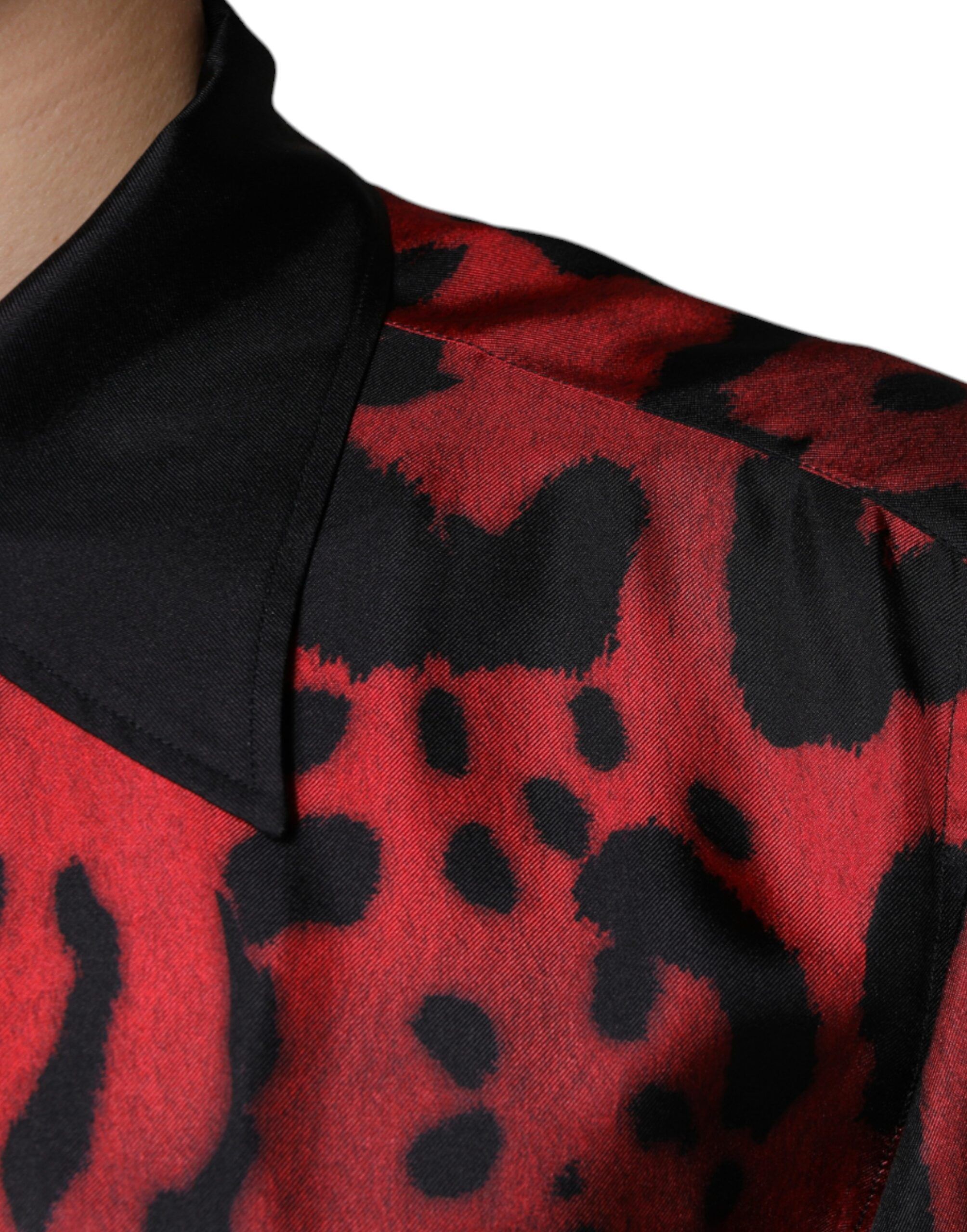 Leopard Silk Button Down Casual Men's Shirt - Dolce & Gabbana - Modalova