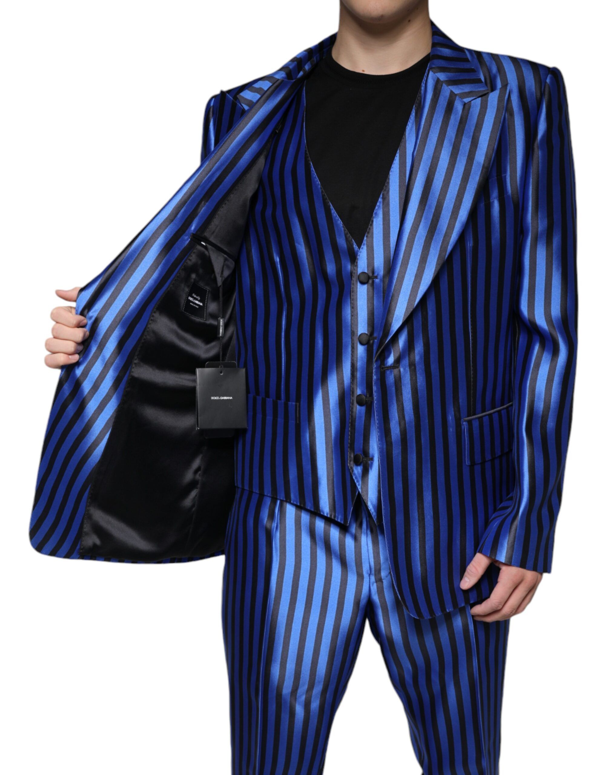 Metallic Stripes Formal 3 Piece Men's Suit (Pre-Owned) - Dolce & Gabbana - Modalova