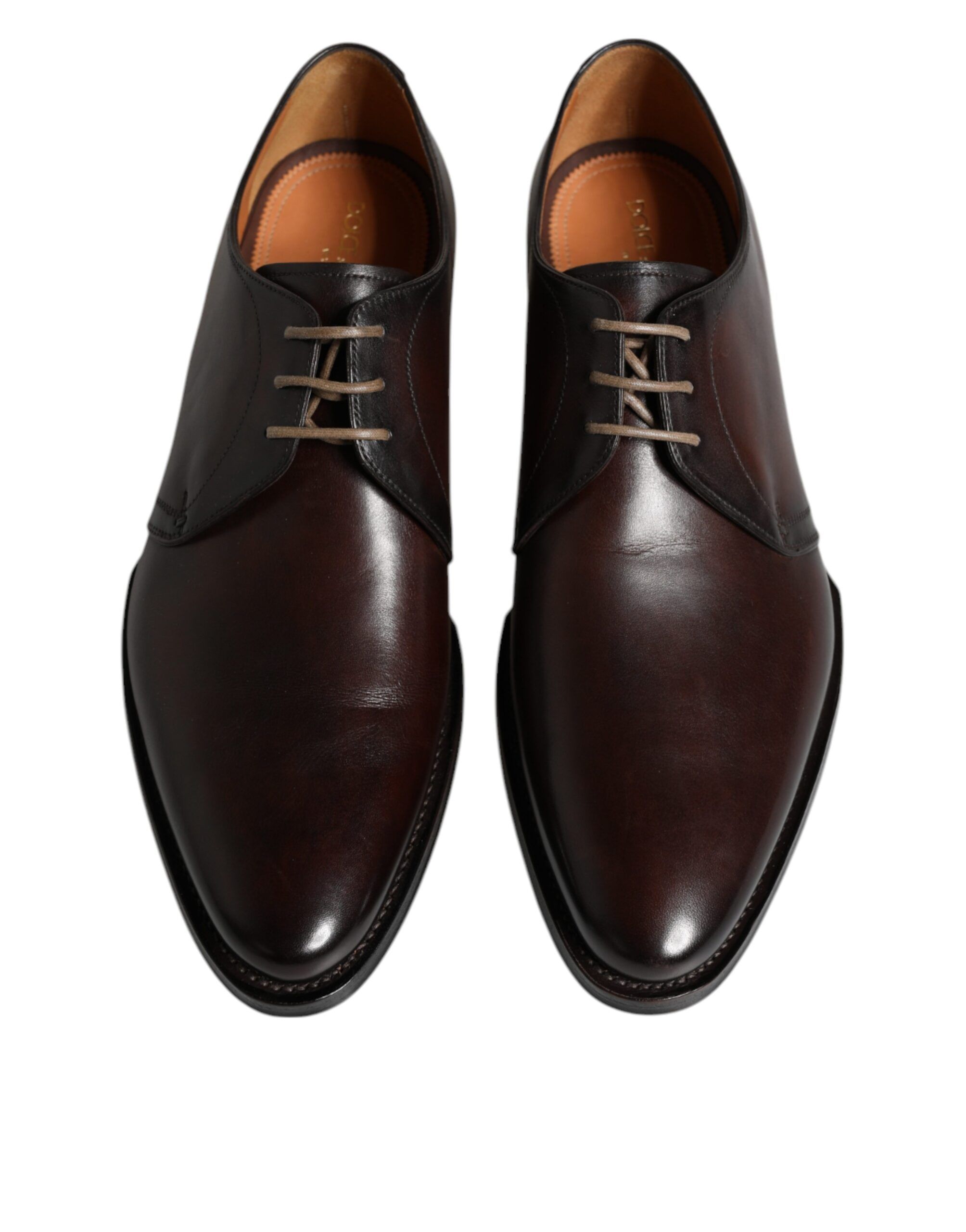Brown Leather Lace Up Men Derby Formal Men's Shoes - Dolce & Gabbana - Modalova