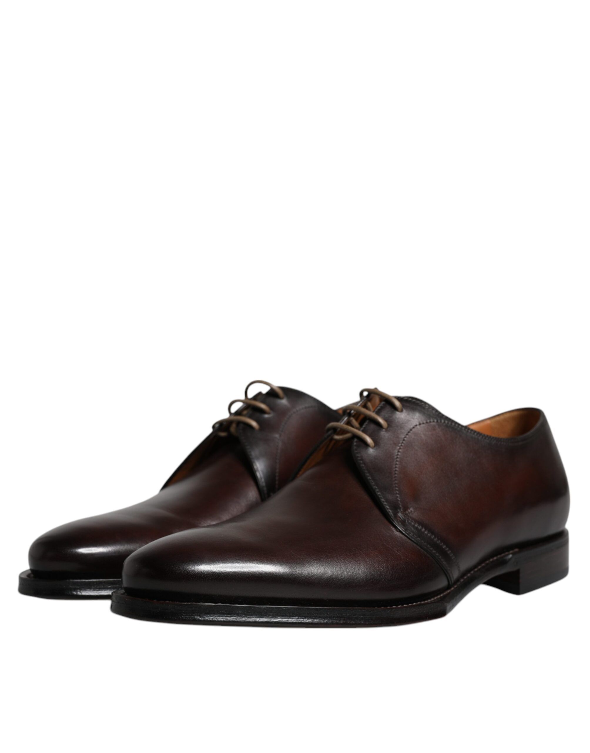 Brown Leather Lace Up Men Derby Formal Men's Shoes - Dolce & Gabbana - Modalova