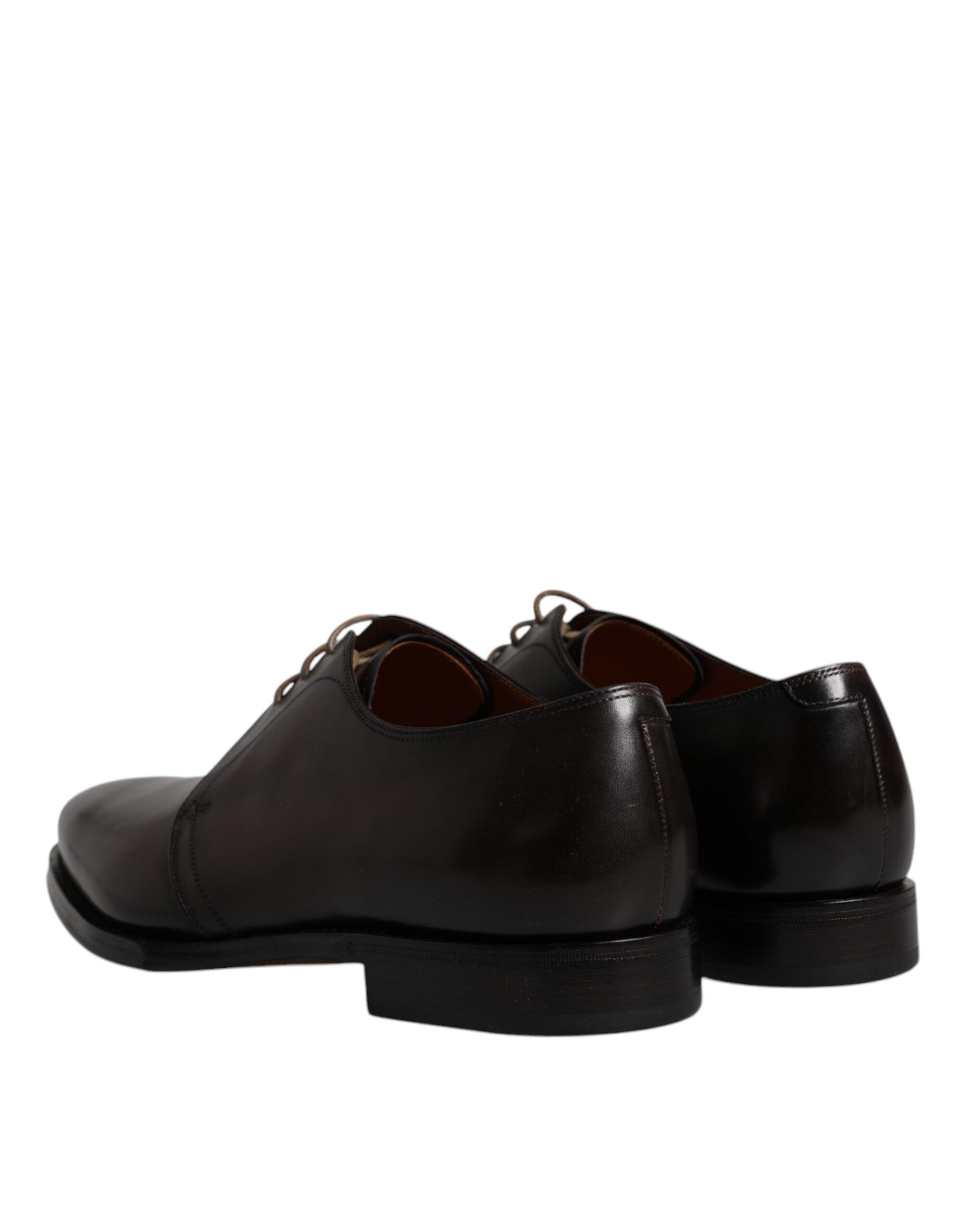 Brown Leather Lace Up Men Derby Formal Men's Shoes - Dolce & Gabbana - Modalova