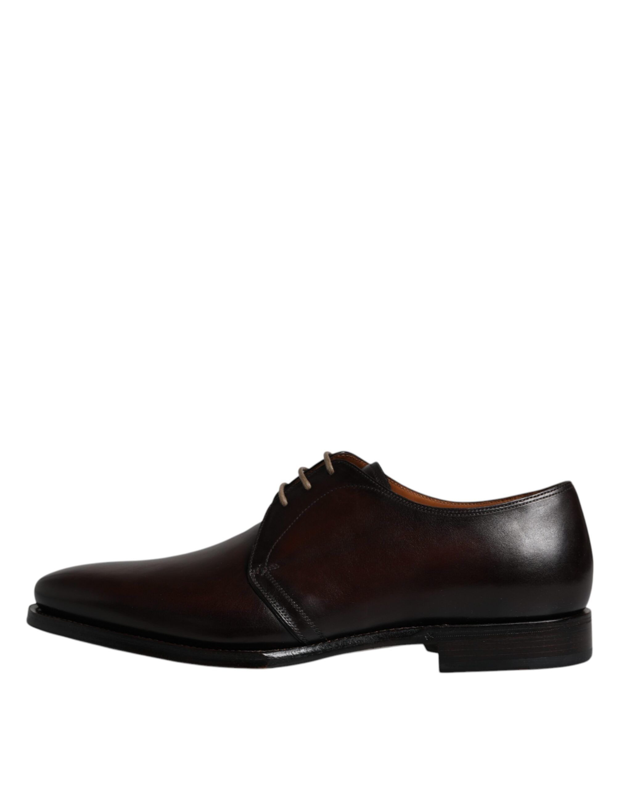Brown Leather Lace Up Men Derby Formal Men's Shoes - Dolce & Gabbana - Modalova