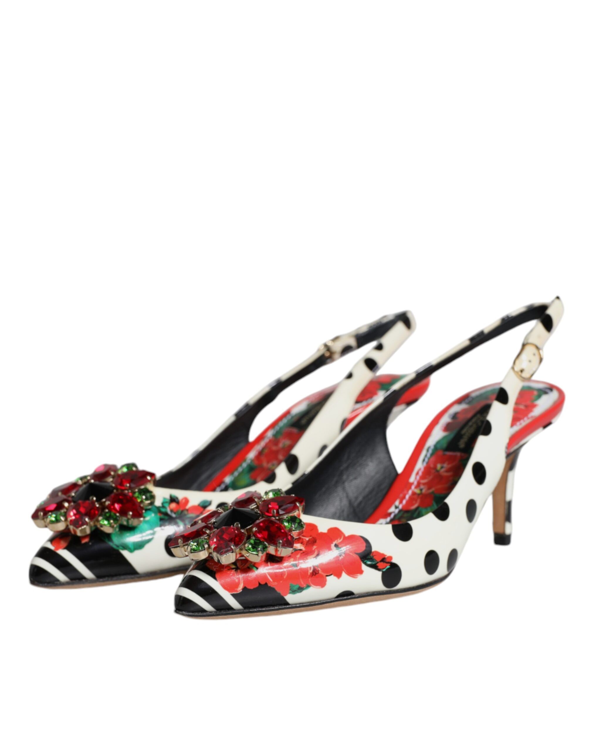Leather Crystal Heels Slingback Women's Shoes (Pre-Owned) - Dolce & Gabbana - Modalova