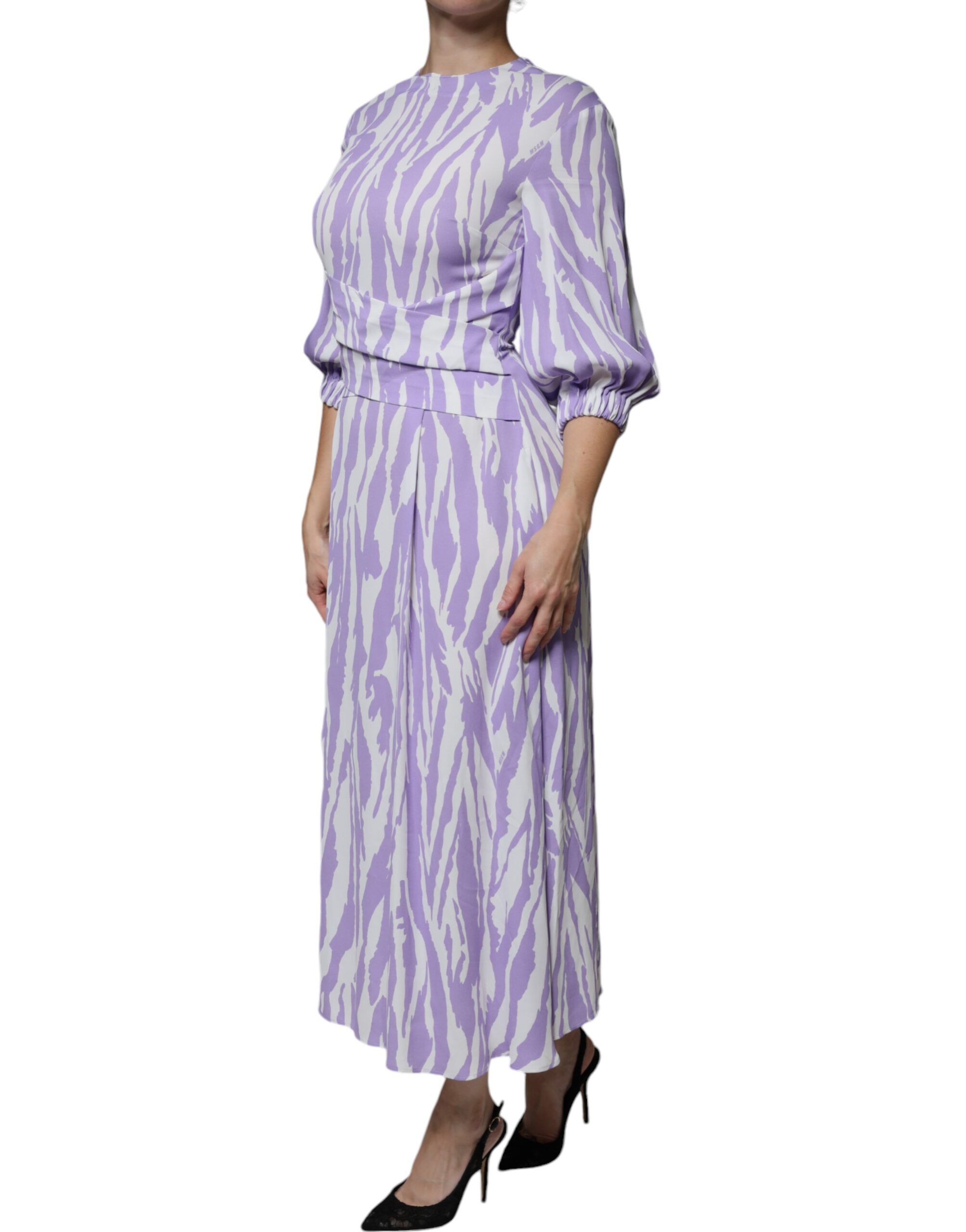 White Patterned Viscose Short Sleeves Maxi Women's Dress (Pre-Owned) - MSGM - Modalova