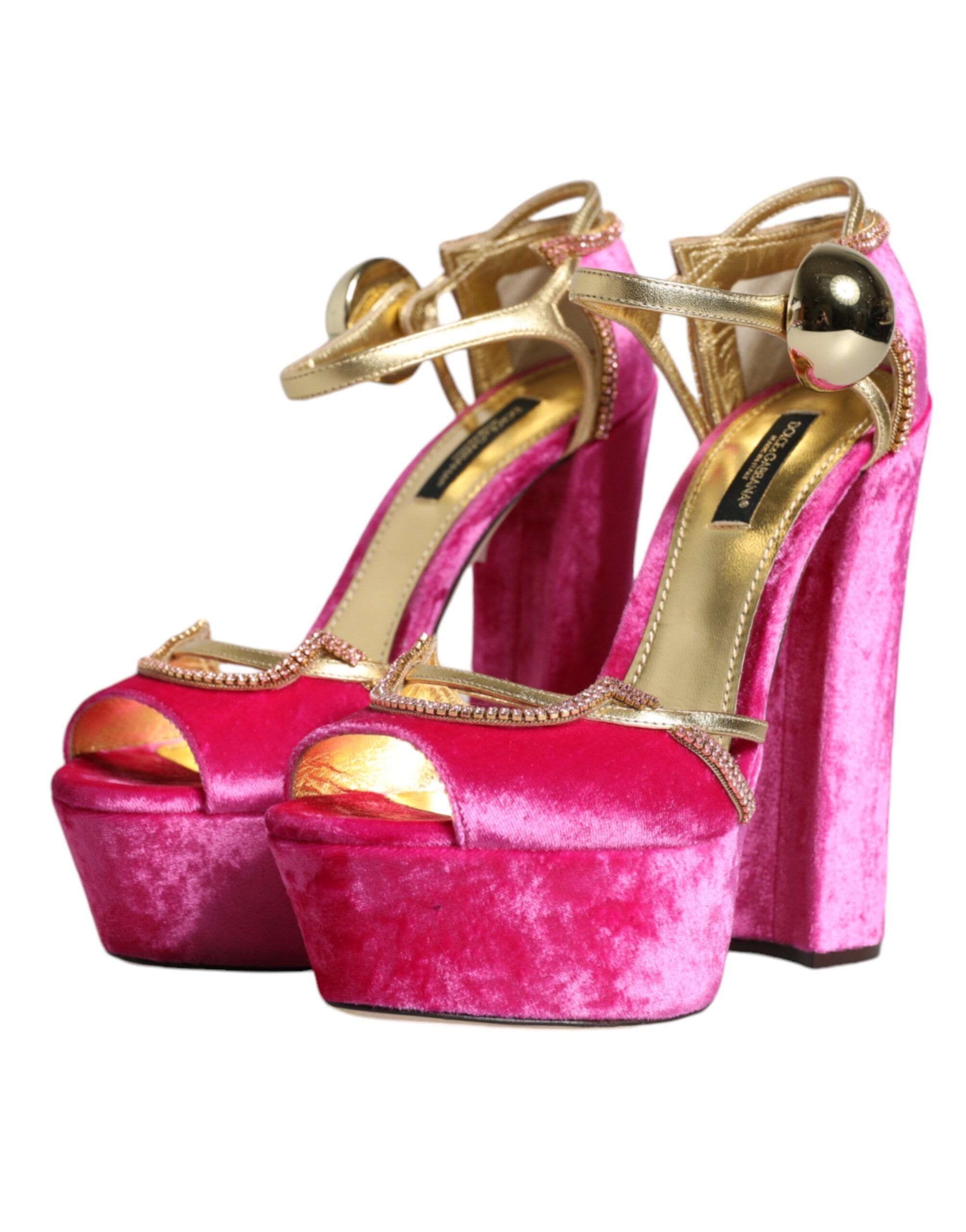Pink Velvet Platform Ankle Strap Heel Sandals Women's Shoes (Pre-Owned) - Dolce & Gabbana - Modalova