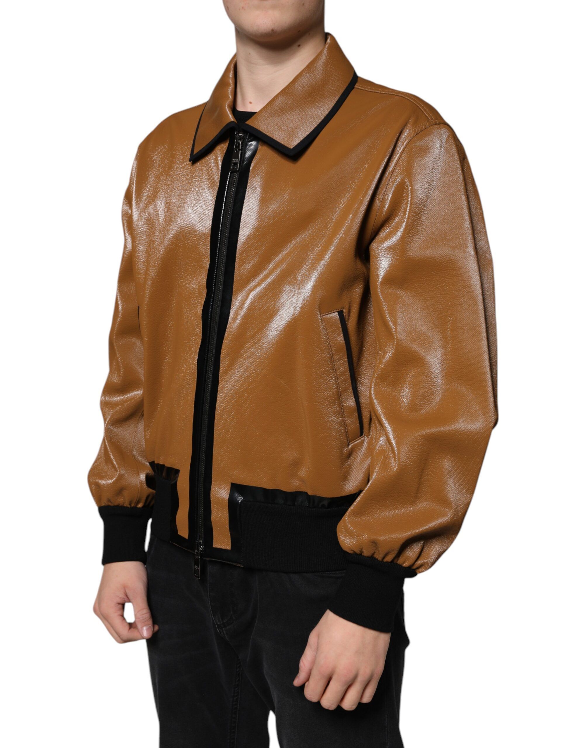 Leather Full Zip Men Bomber Men's Jacket - Dolce & Gabbana - Modalova