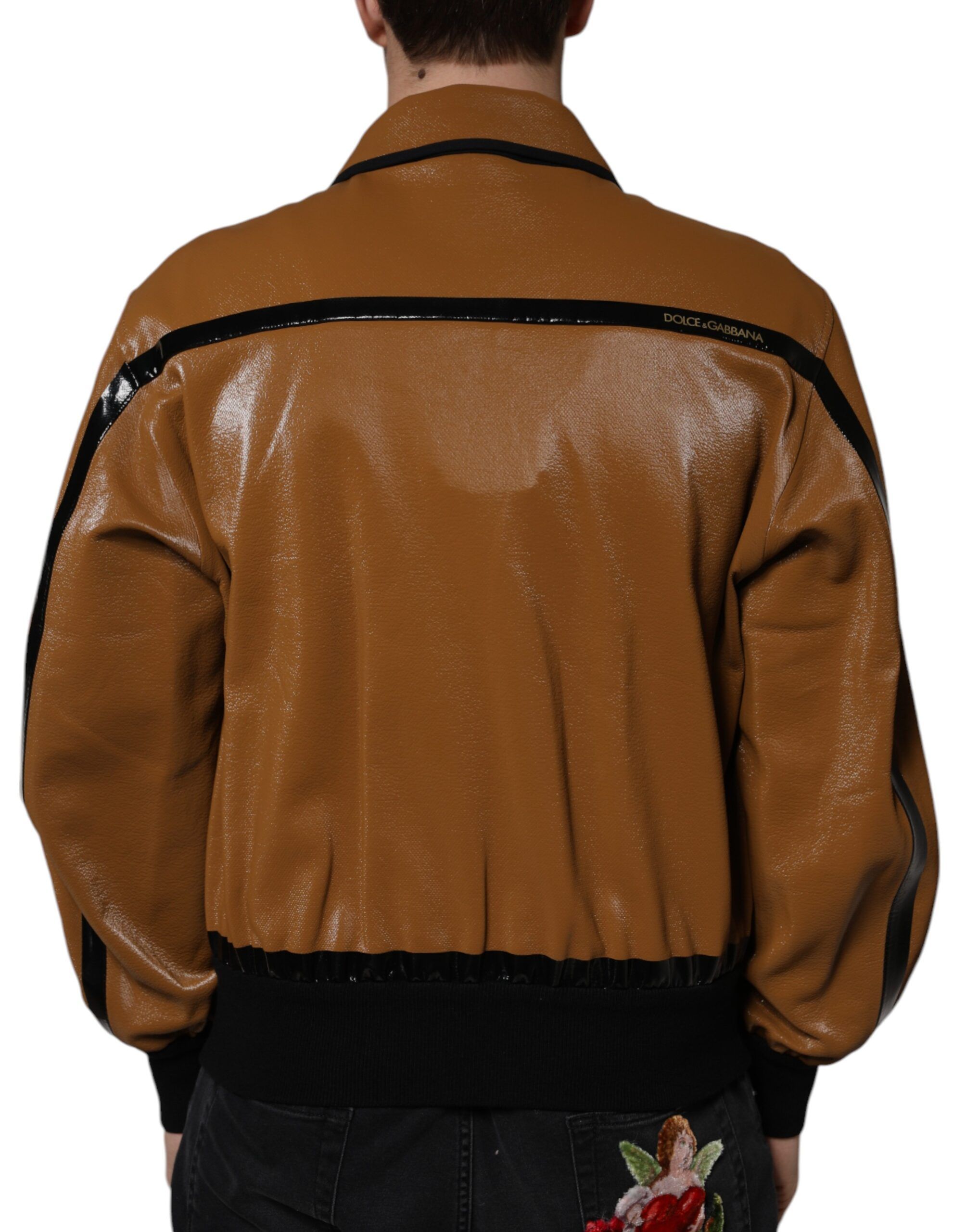 Leather Full Zip Men Bomber Men's Jacket - Dolce & Gabbana - Modalova