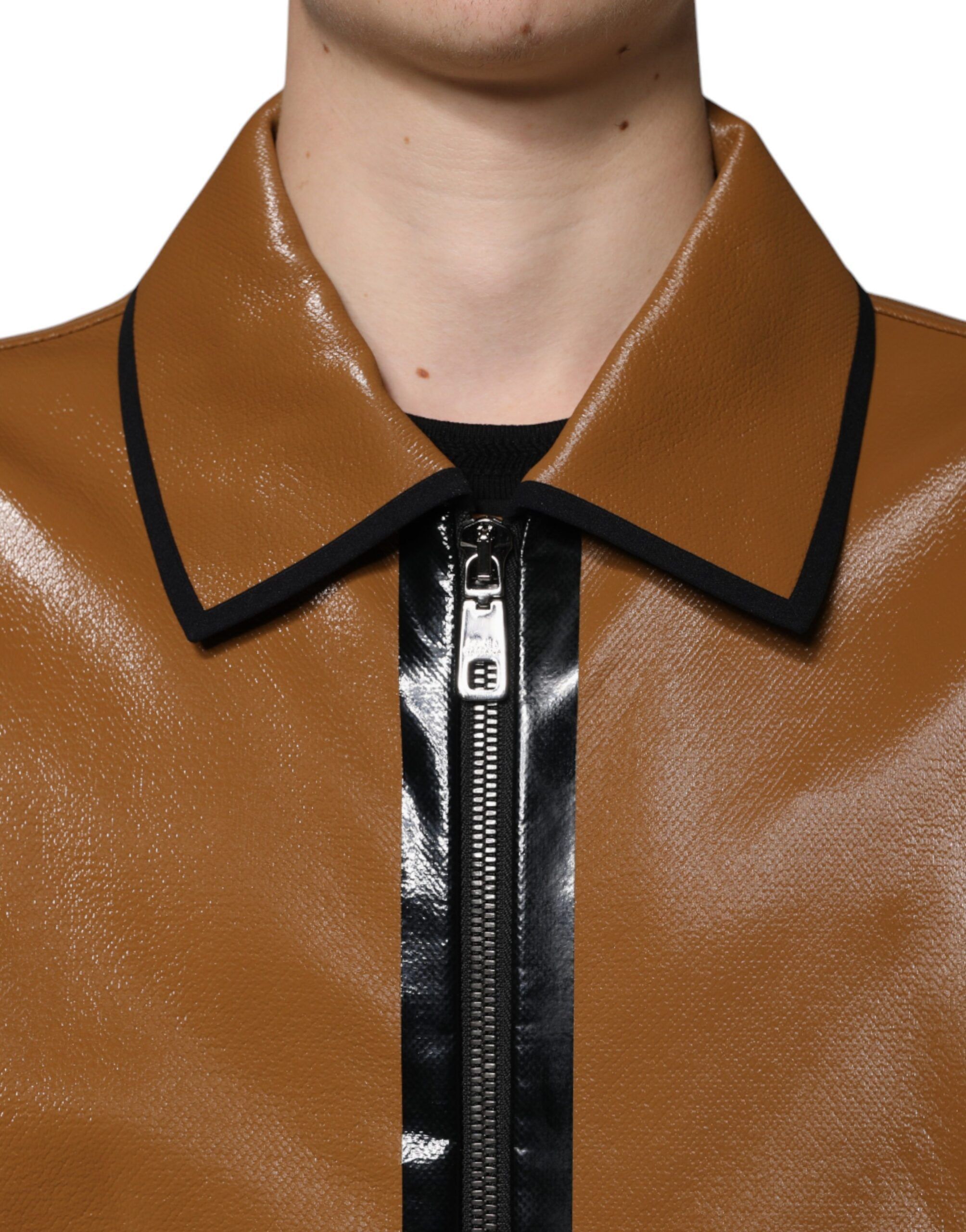 Leather Full Zip Men Bomber Men's Jacket - Dolce & Gabbana - Modalova