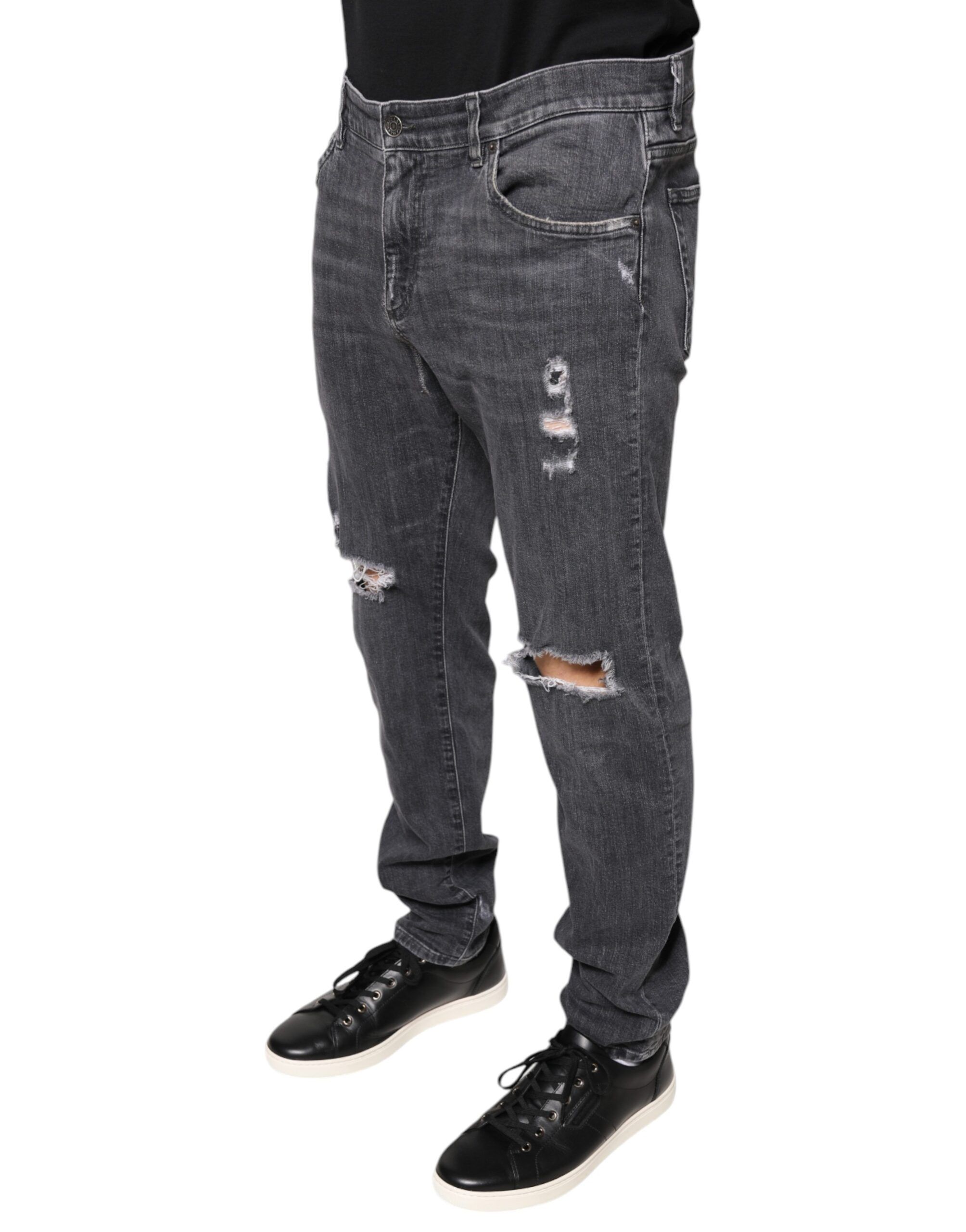 Tattered Cotton Skinny Denim Men's Jeans (Pre-Owned) - Dolce & Gabbana - Modalova