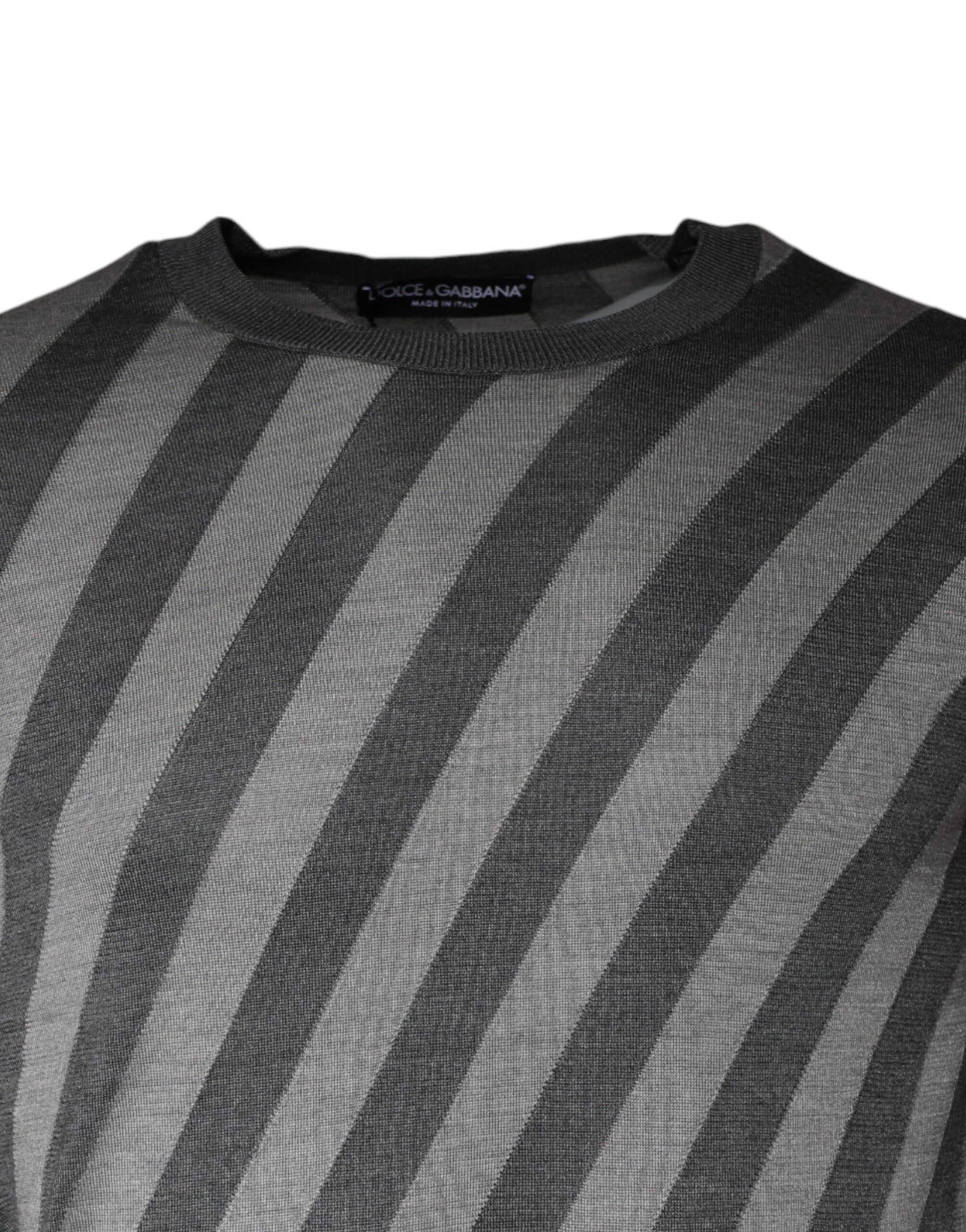 Stripes Long Sleeve Round Neck Pullover Men's Sweater - Dolce & Gabbana - Modalova