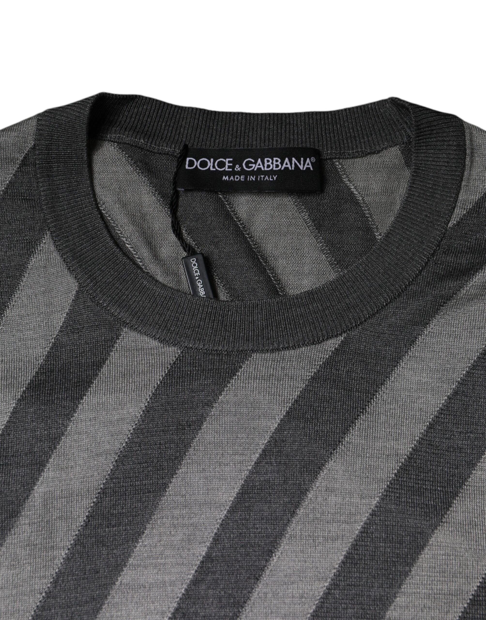 Stripes Long Sleeve Round Neck Pullover Men's Sweater - Dolce & Gabbana - Modalova