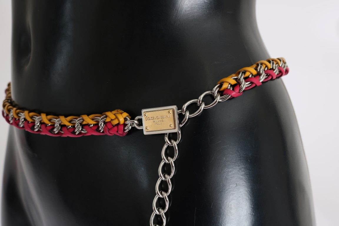 Red Yellow Leather Crystal Women's Belt - Dolce & Gabbana - Modalova
