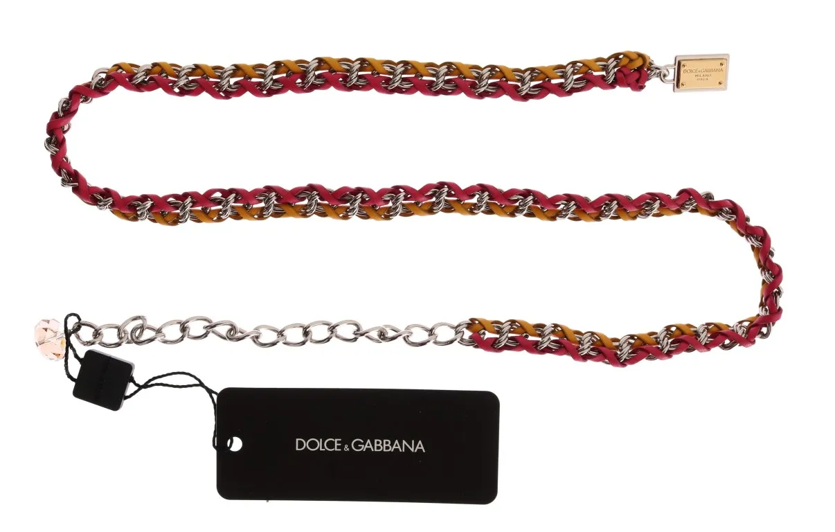 Red Yellow Leather Crystal Women's Belt - Dolce & Gabbana - Modalova