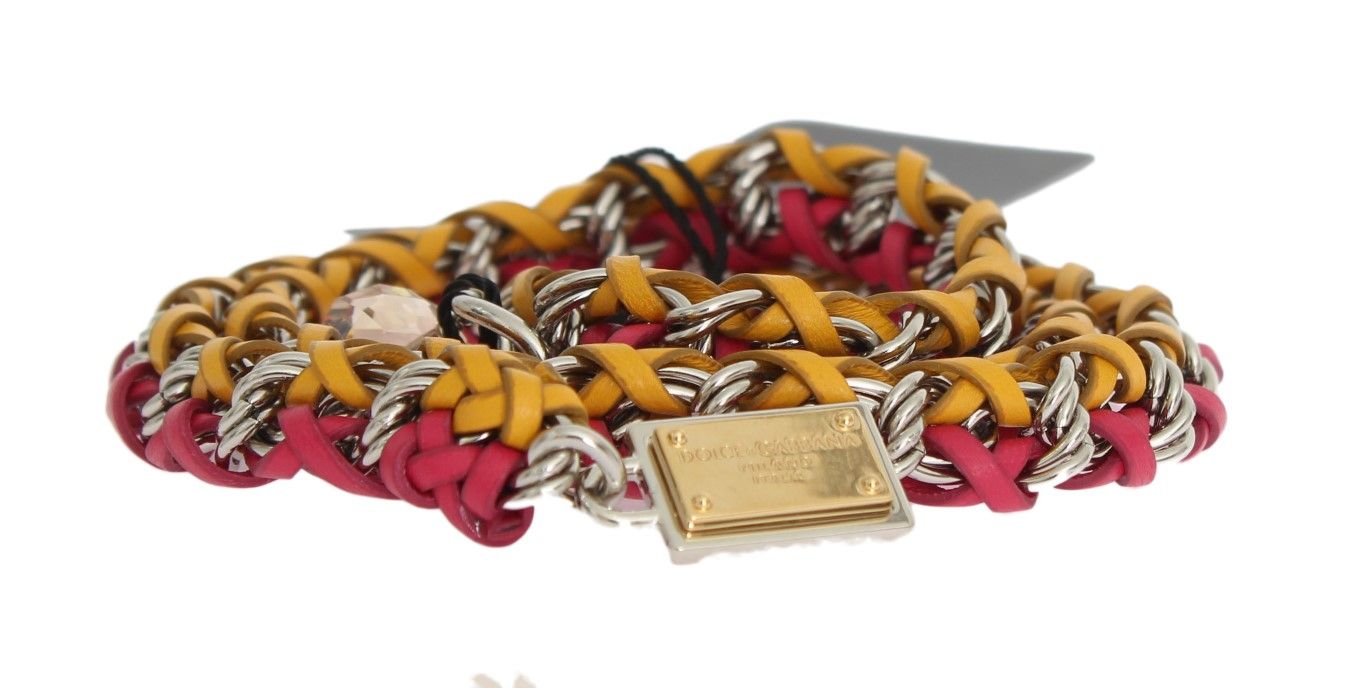 Red Yellow Leather Crystal Women's Belt - Dolce & Gabbana - Modalova