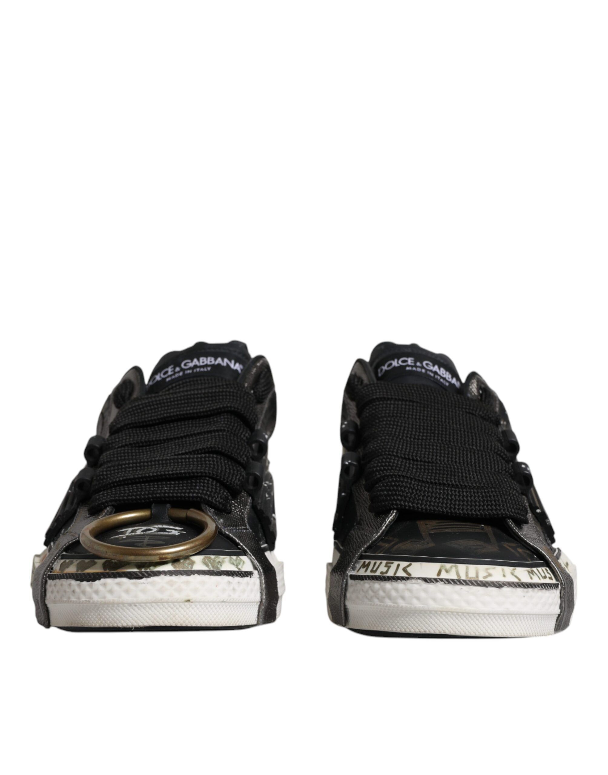 Black White Portofino Low Top Sneakers Men's Shoes (Pre-Owned) - Dolce & Gabbana - Modalova