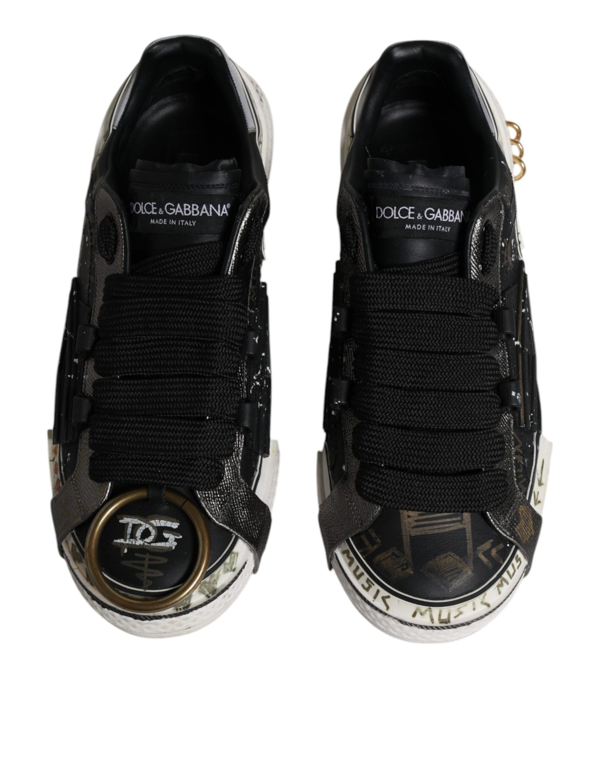 Black White Portofino Low Top Sneakers Men's Shoes (Pre-Owned) - Dolce & Gabbana - Modalova