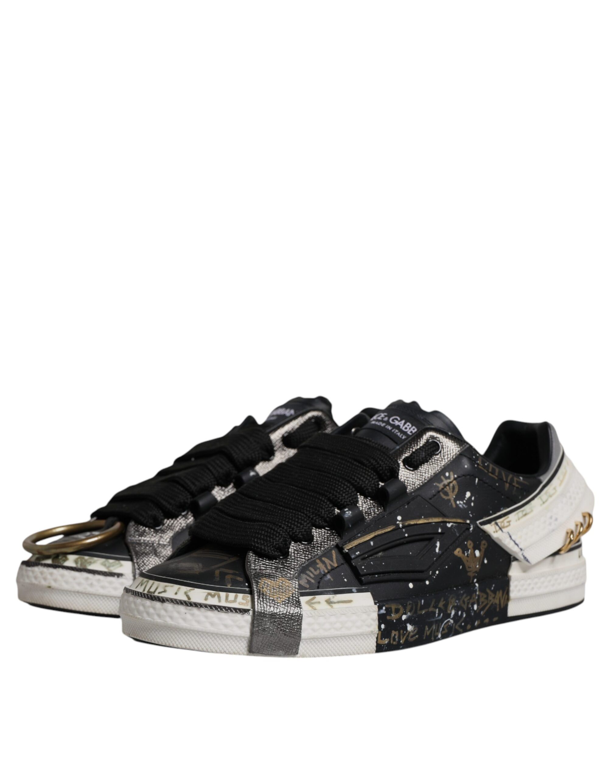 Black White Portofino Low Top Sneakers Men's Shoes (Pre-Owned) - Dolce & Gabbana - Modalova