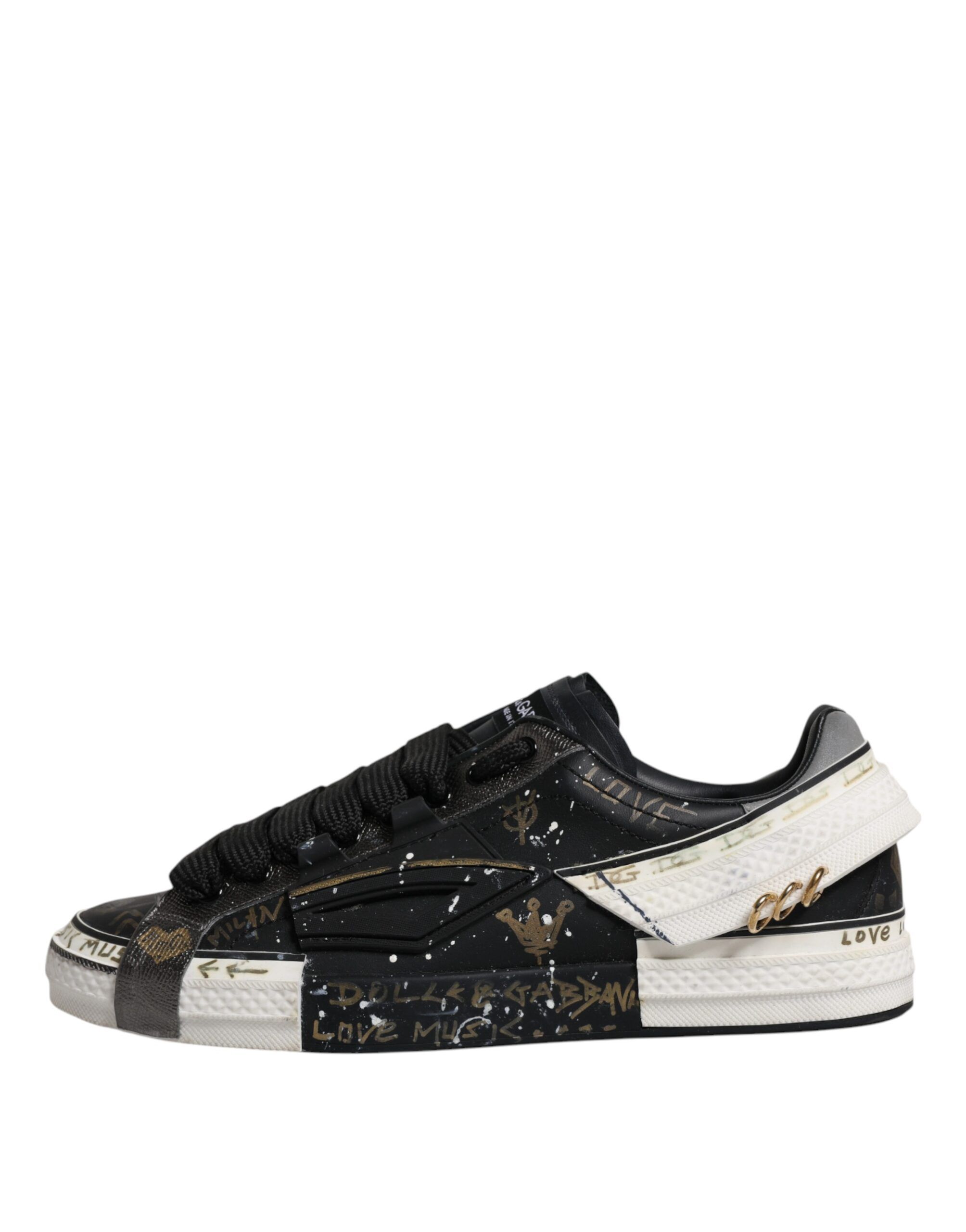 Black White Portofino Low Top Sneakers Men's Shoes (Pre-Owned) - Dolce & Gabbana - Modalova