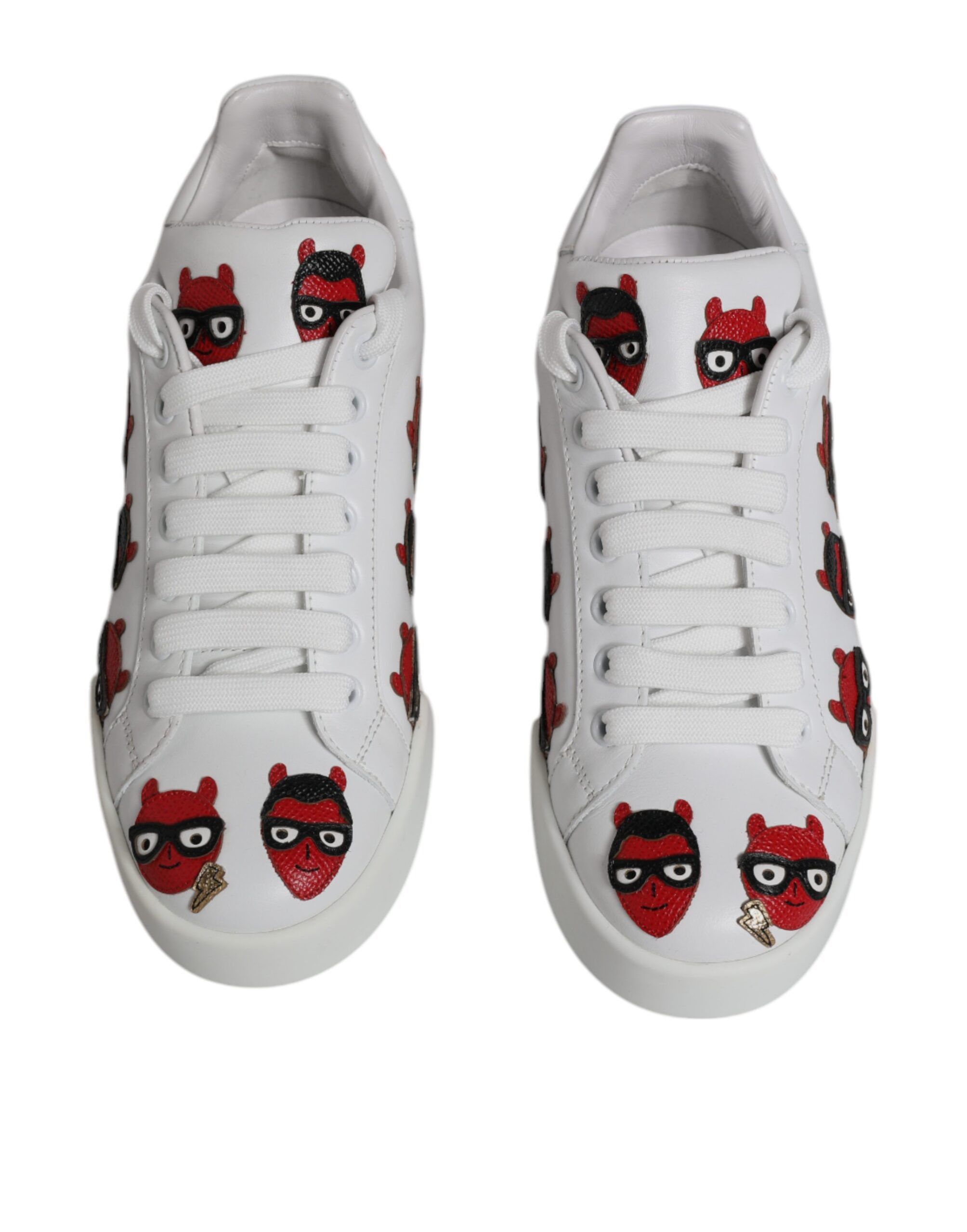 White Devil Face Portofino Sneakers Women's Shoes - Dolce & Gabbana - Modalova