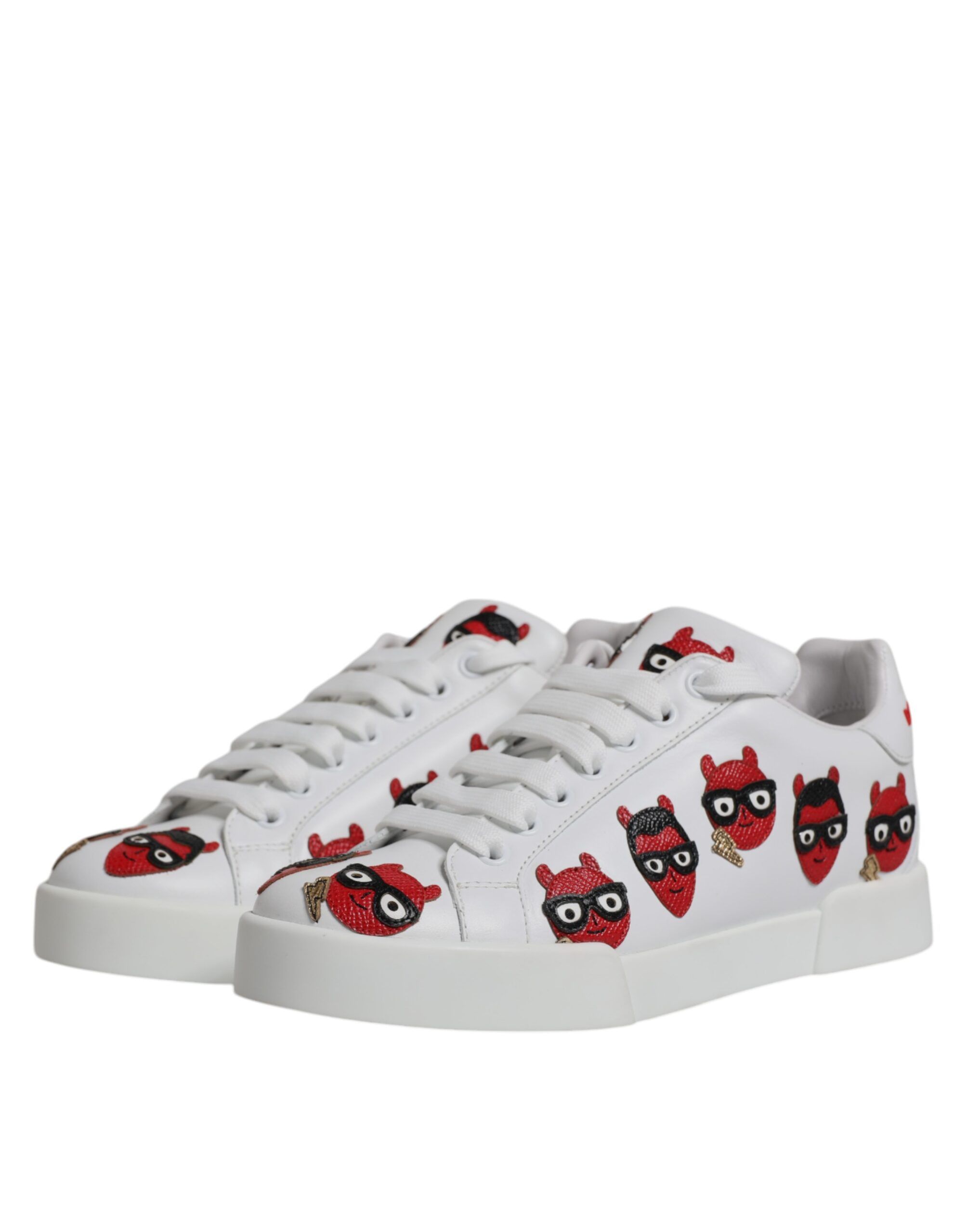 White Devil Face Portofino Sneakers Women's Shoes - Dolce & Gabbana - Modalova