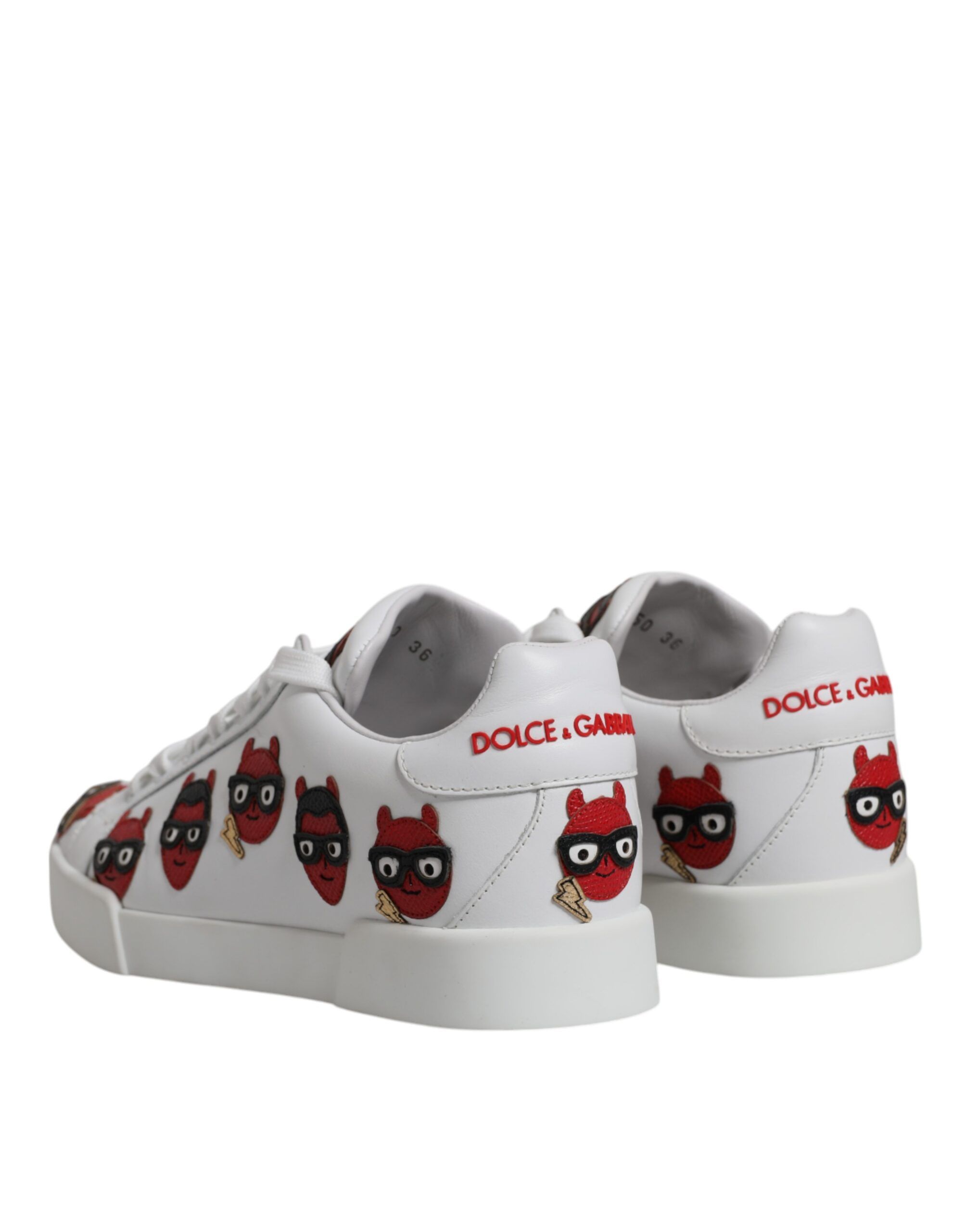 White Devil Face Portofino Sneakers Women's Shoes - Dolce & Gabbana - Modalova