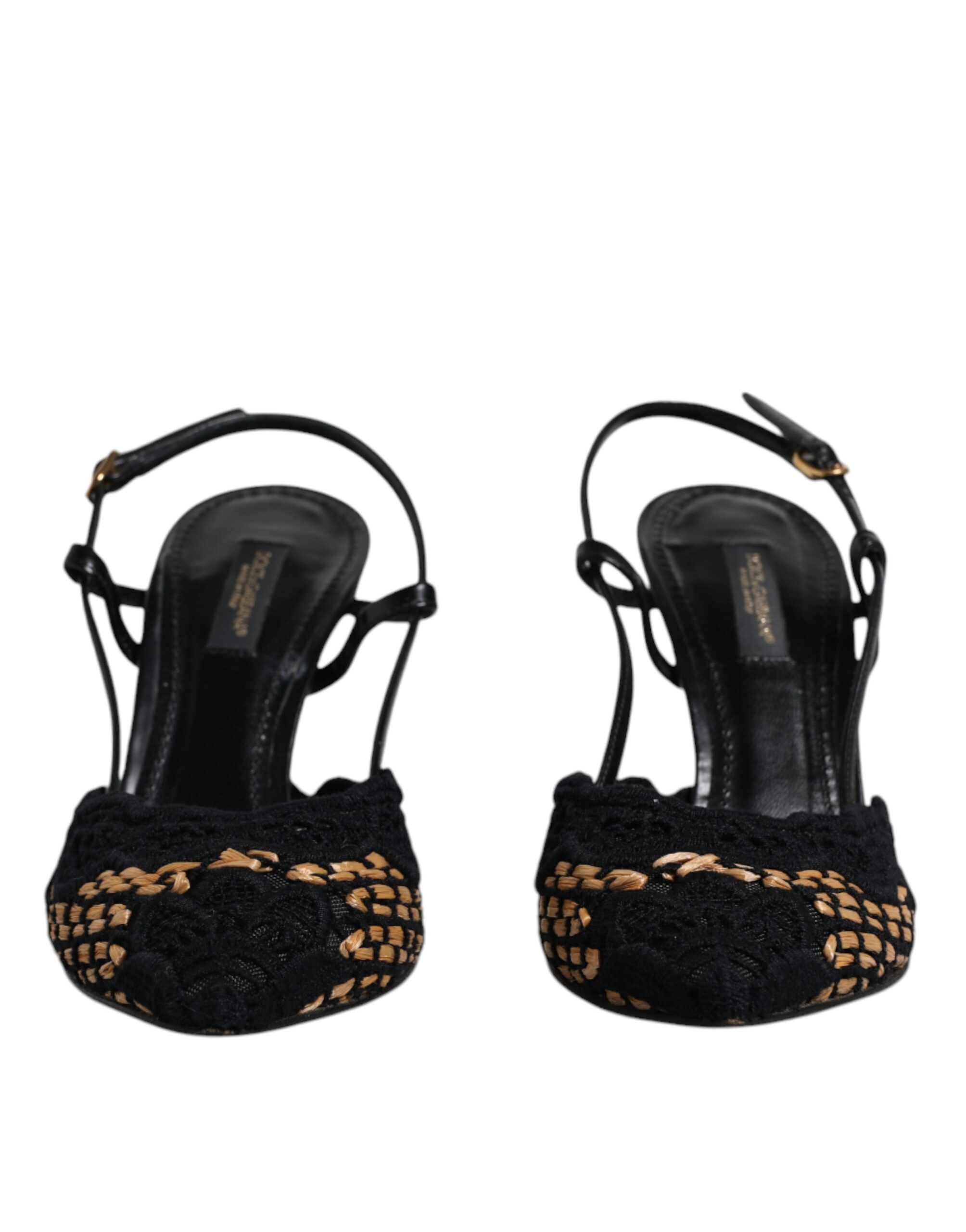 Black Brown Lace High Heels Slingback Women's Shoes (Pre-Owned) - Dolce & Gabbana - Modalova