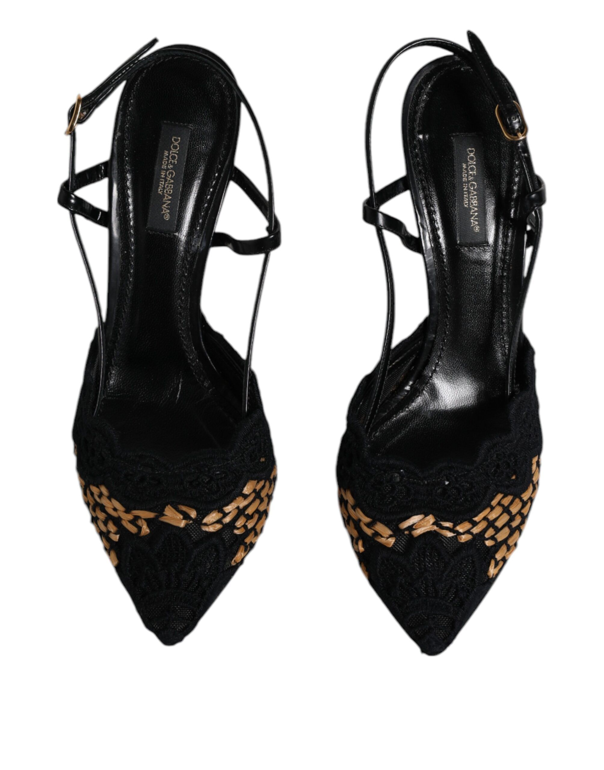 Black Brown Lace High Heels Slingback Women's Shoes (Pre-Owned) - Dolce & Gabbana - Modalova