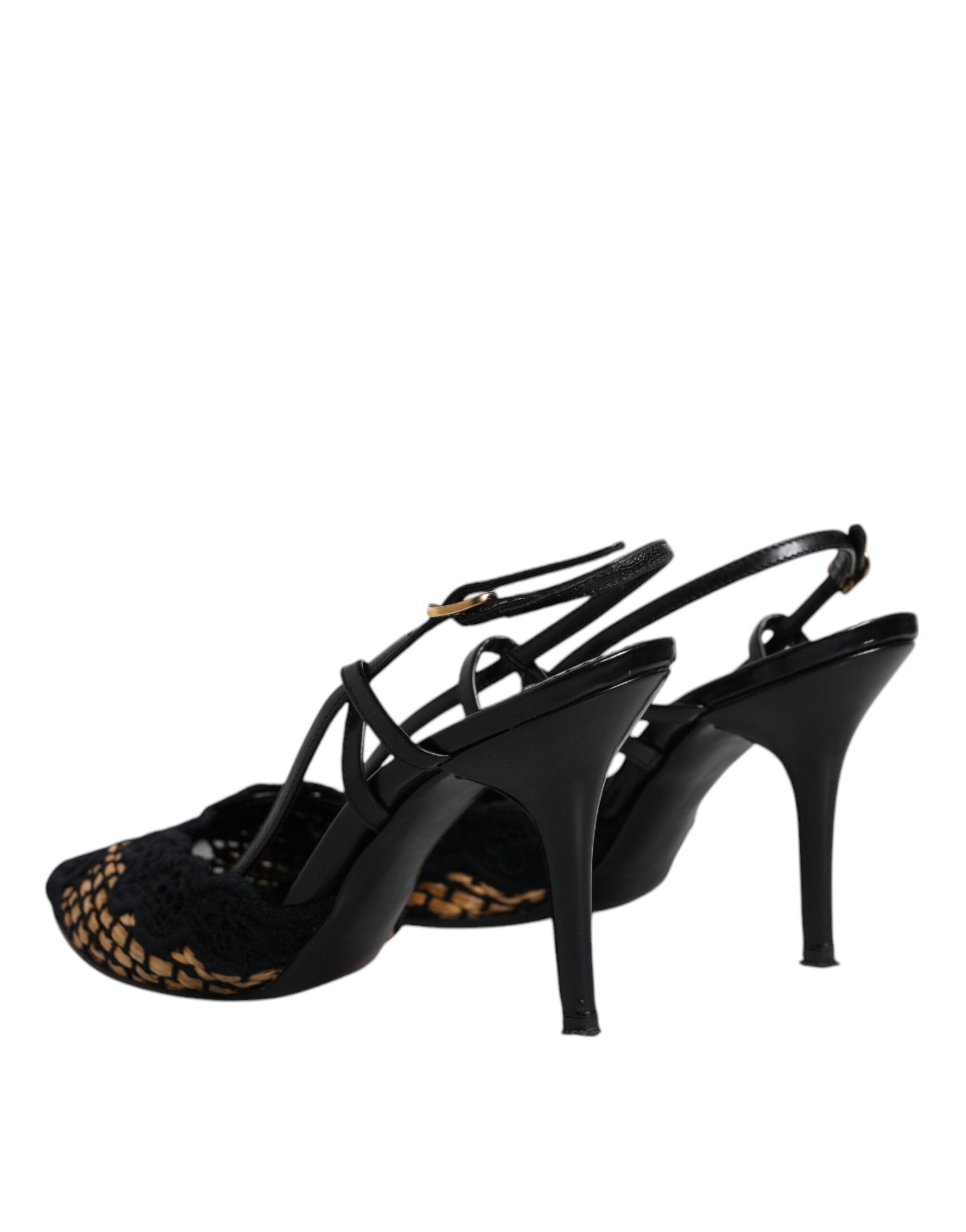 Black Brown Lace High Heels Slingback Women's Shoes (Pre-Owned) - Dolce & Gabbana - Modalova