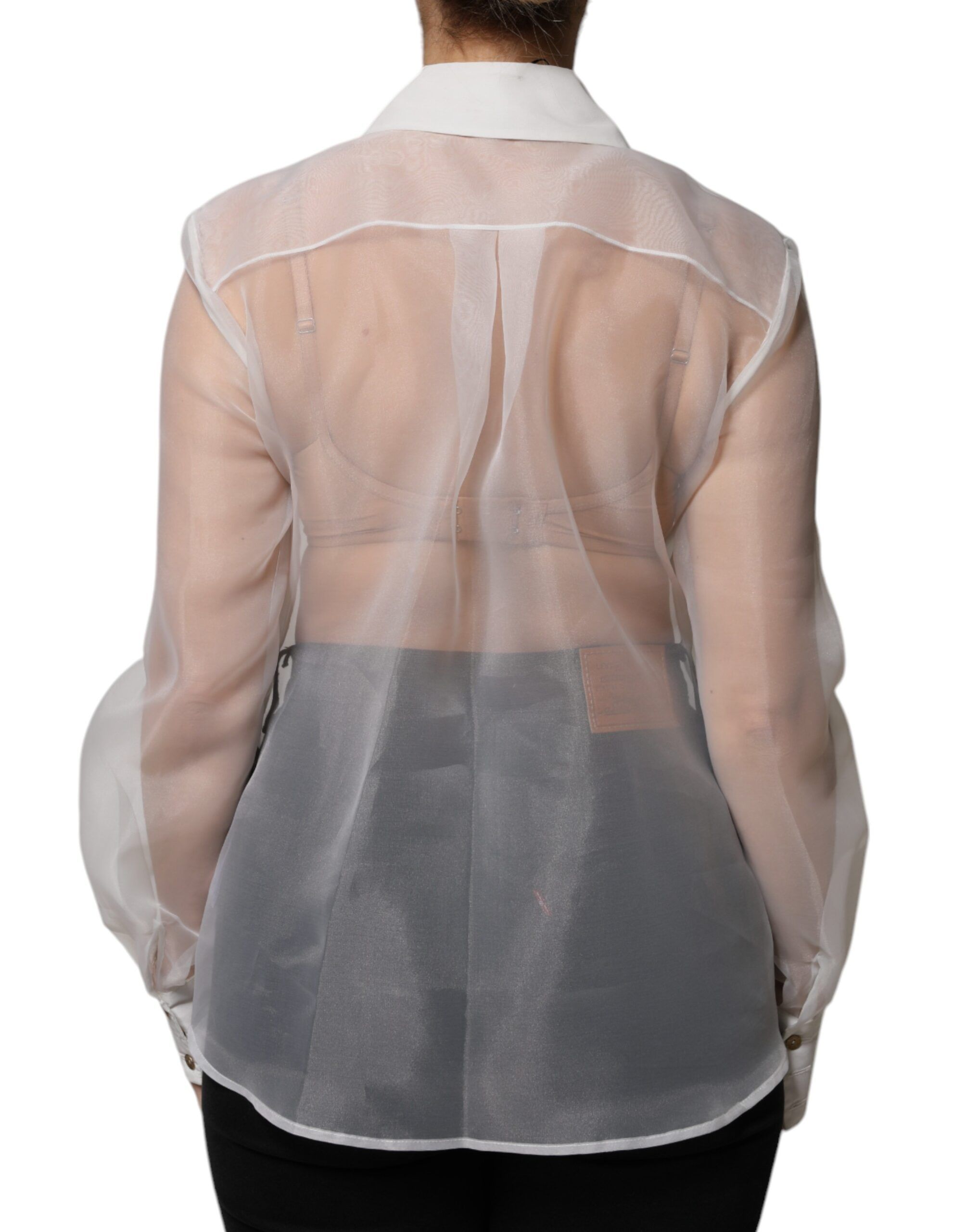 Sheer Collared Buttoned Long Sleeves Women's Top (Pre-Owned) - Elisabetta Franchi - Modalova