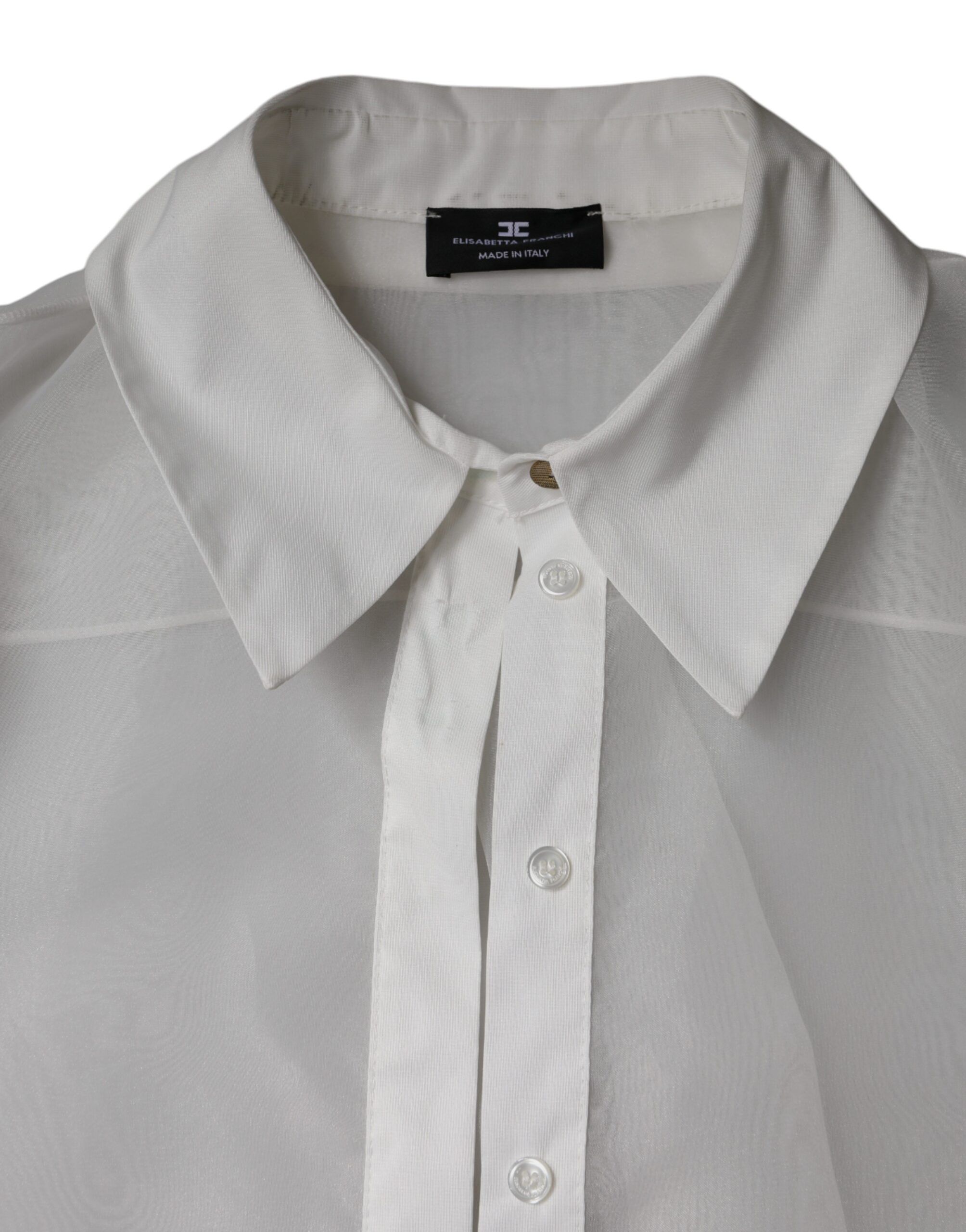 Sheer Collared Buttoned Long Sleeves Women's Top (Pre-Owned) - Elisabetta Franchi - Modalova