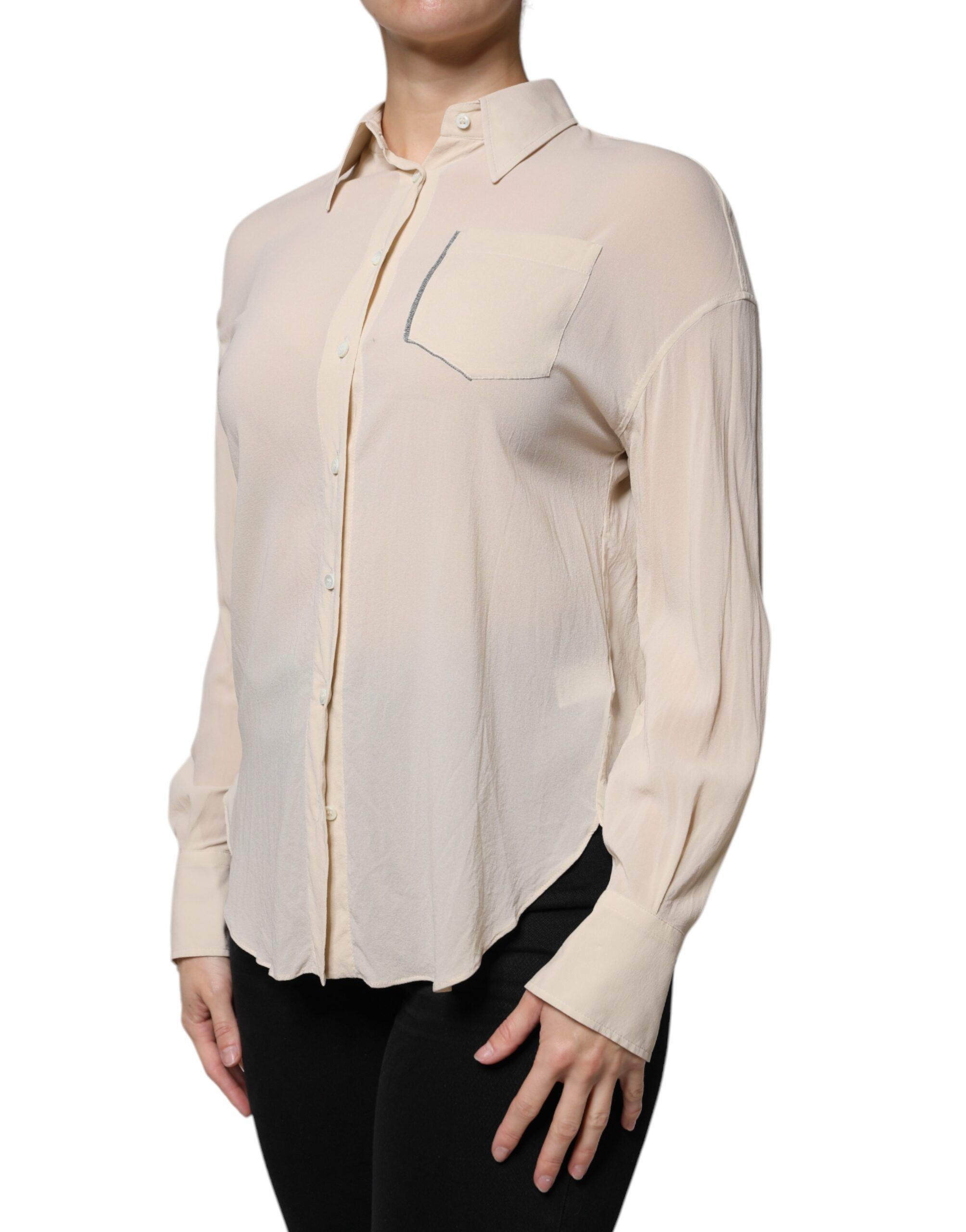 Silk Blend Collared Button Down Women's Top (Pre-Owned) - Brunello Cucinelli - Modalova