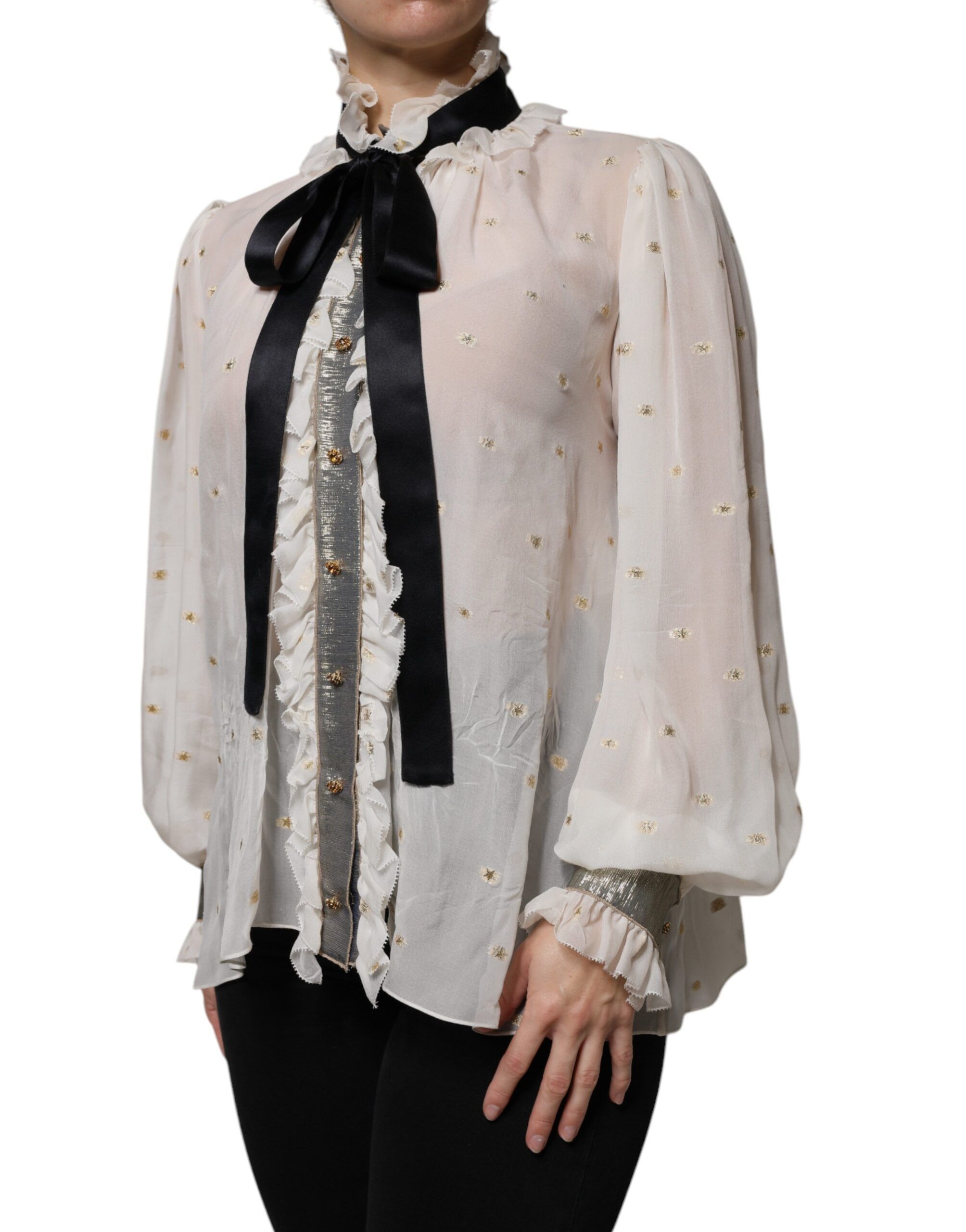 Silk Blend Ascot Collar Blouse Women's Top (Pre-Owned) - Dolce & Gabbana - Modalova