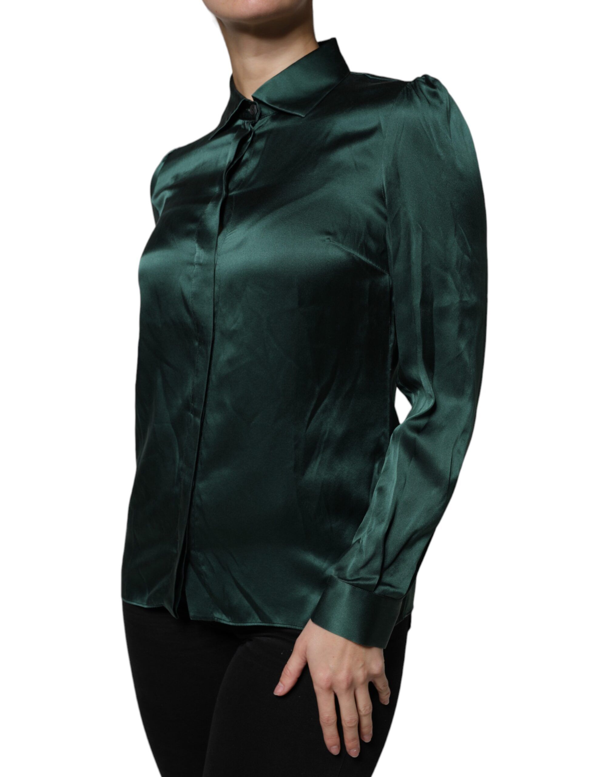 Silk Button Down Long Sleeves Blouse Women's Top - Dolce & Gabbana - Modalova