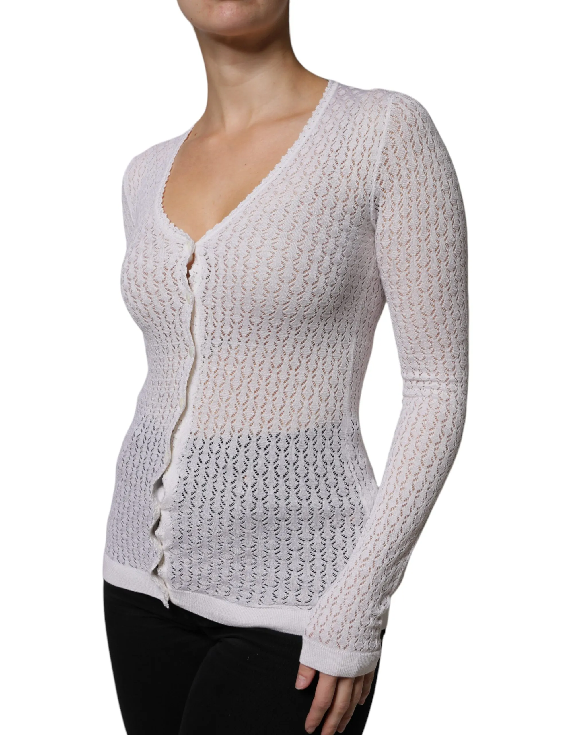 Silk Button Down Cardigan Women's Sweater (Pre-Owned) - Dolce & Gabbana - Modalova