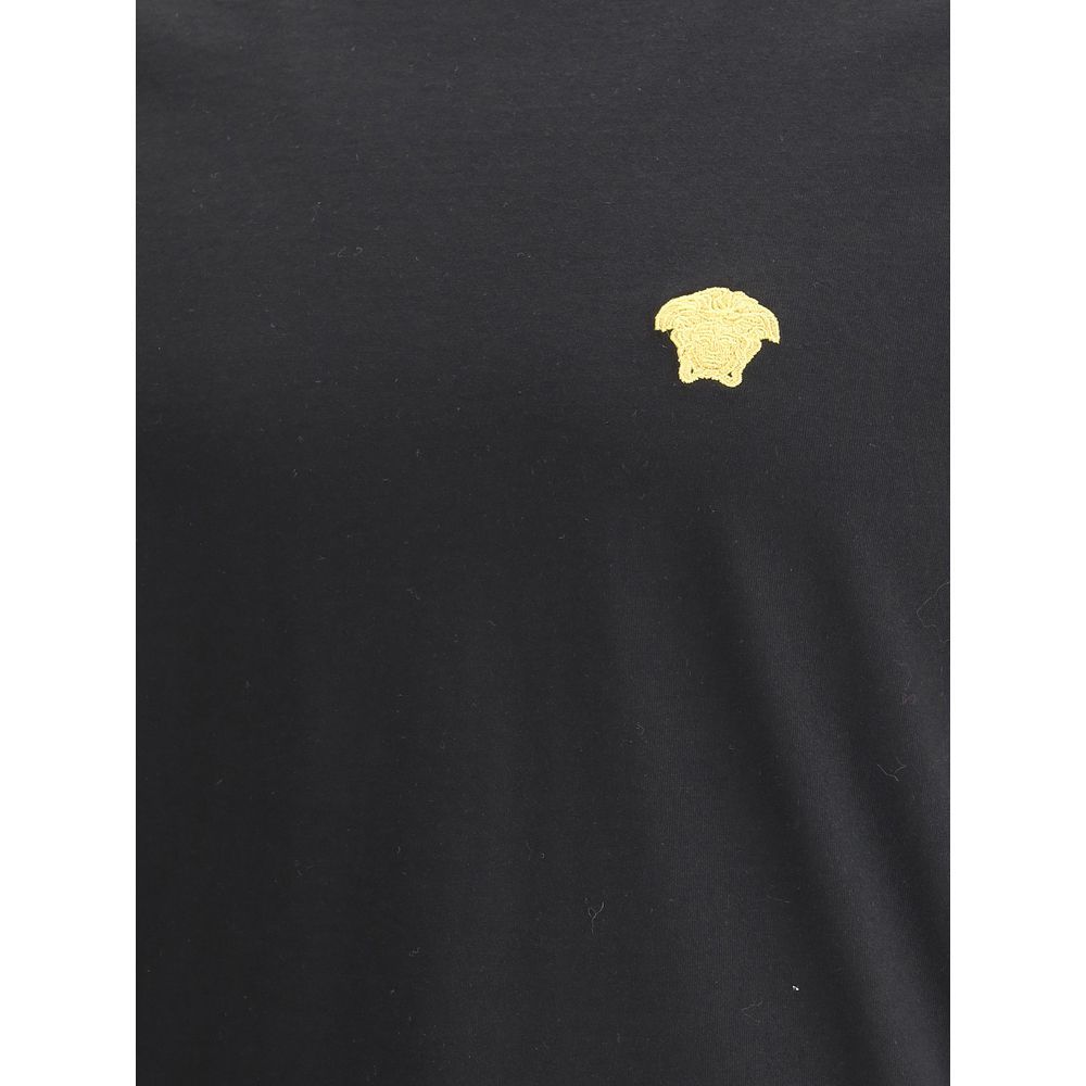 Versace Black Cotton Men's T-Shirt - Versace - Modalova