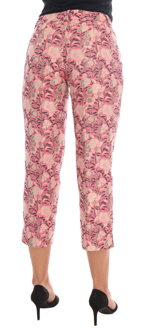 Pink Floral Brocade Capri Women's Pants - Dolce & Gabbana - Modalova