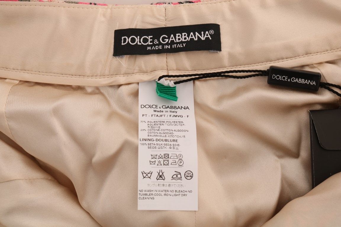Pink Floral Brocade Capri Women's Pants - Dolce & Gabbana - Modalova