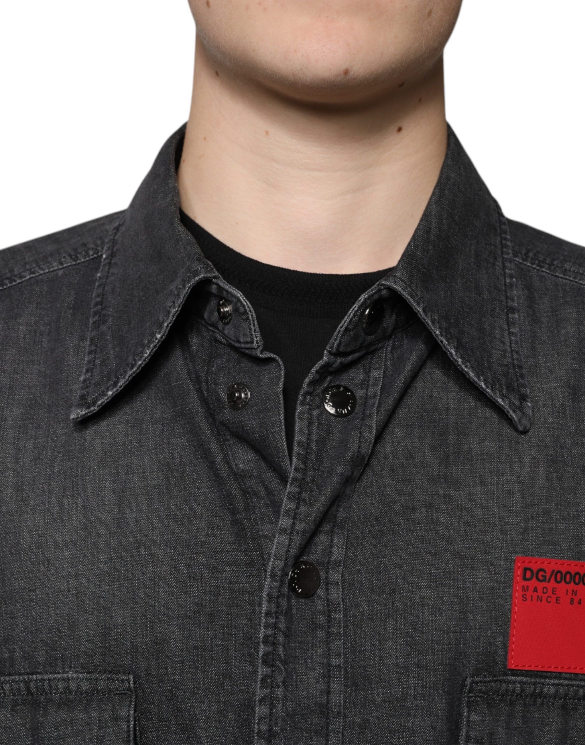 Logo Cotton Button Down Denim Men's Shirt - Dolce & Gabbana - Modalova
