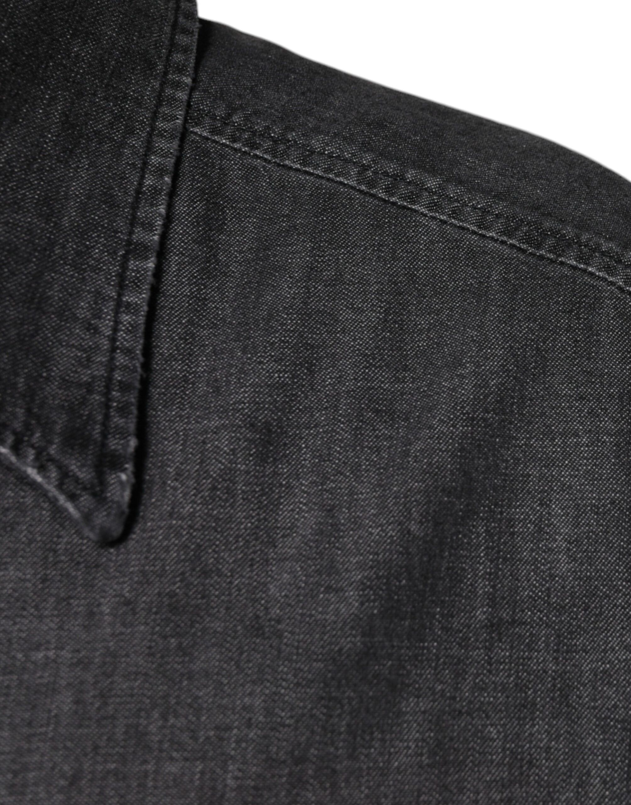 Logo Cotton Button Down Denim Men's Shirt - Dolce & Gabbana - Modalova