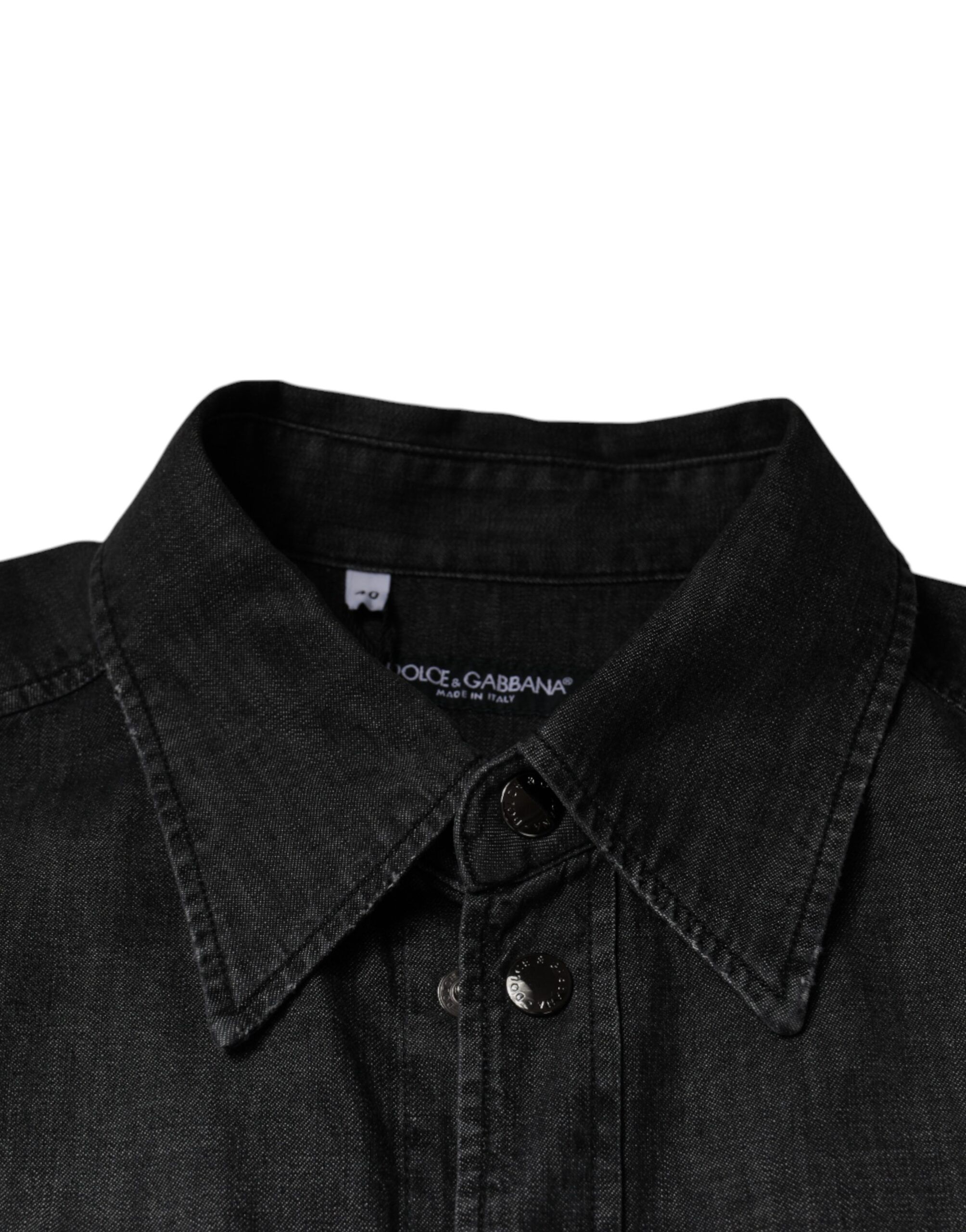 Logo Cotton Button Down Denim Men's Shirt - Dolce & Gabbana - Modalova