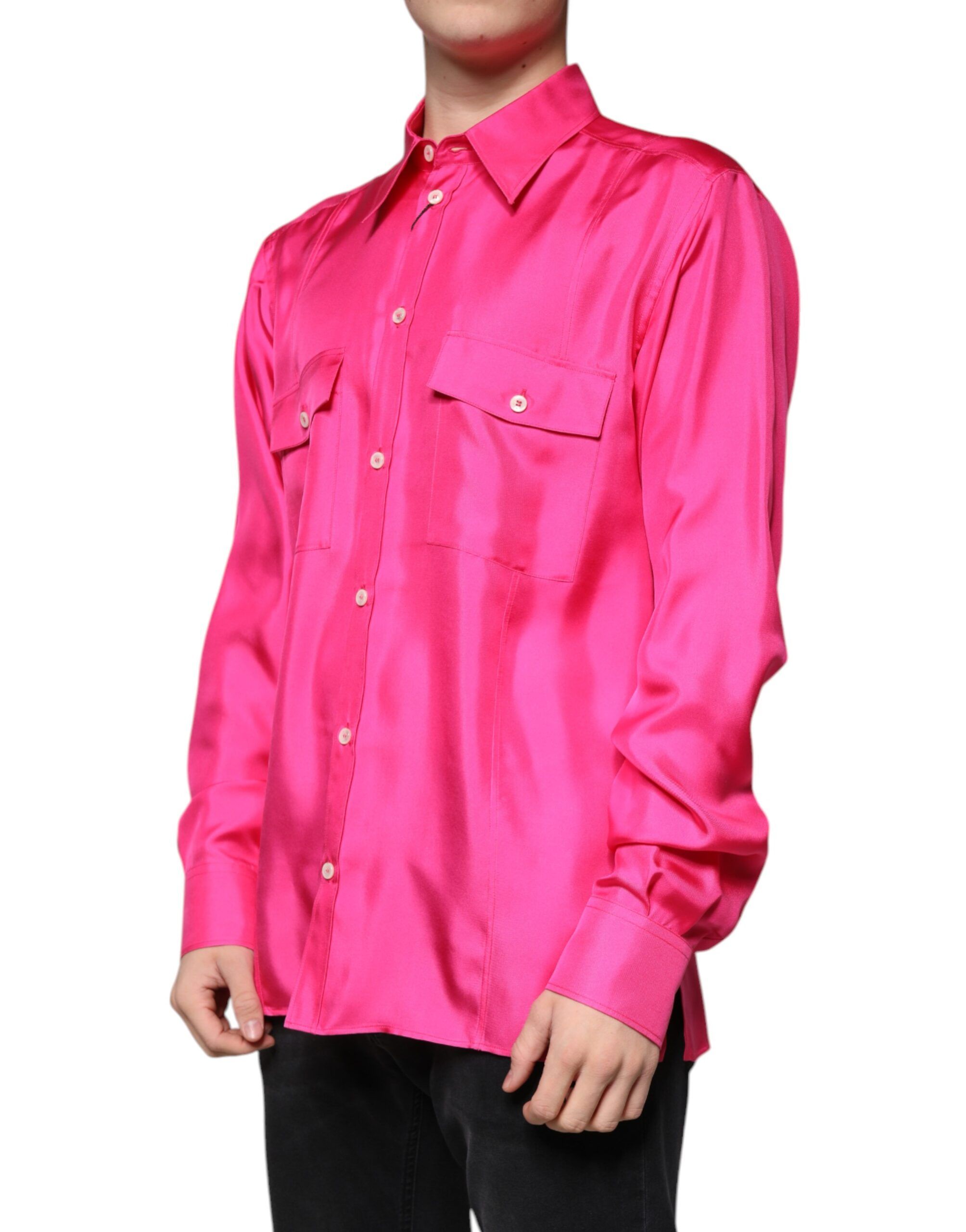 Silk Collared Button Down Men Men's Shirt - Dolce & Gabbana - Modalova