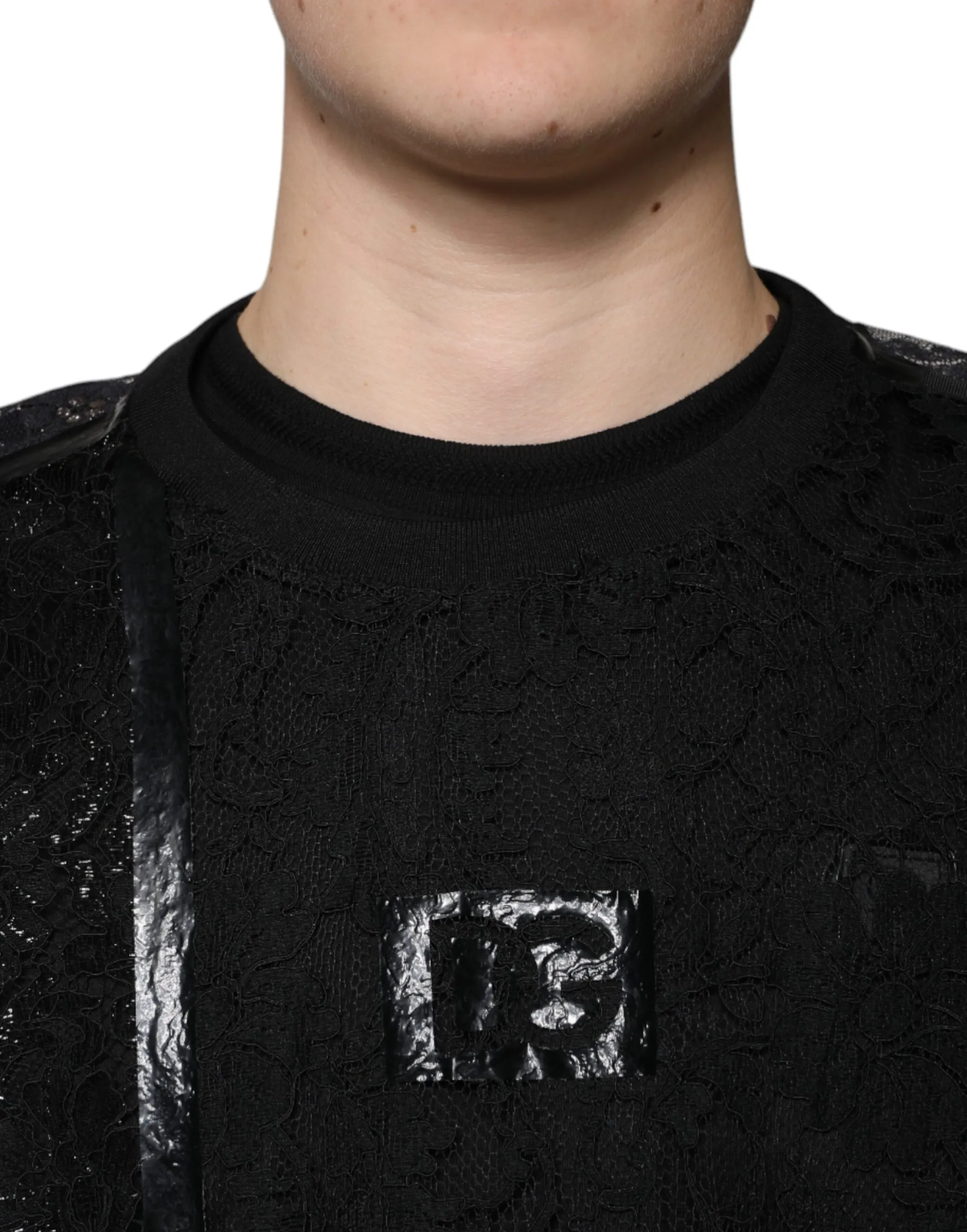 Nylon Floral Lace Crew Neck Men's T-shirt - Dolce & Gabbana - Modalova