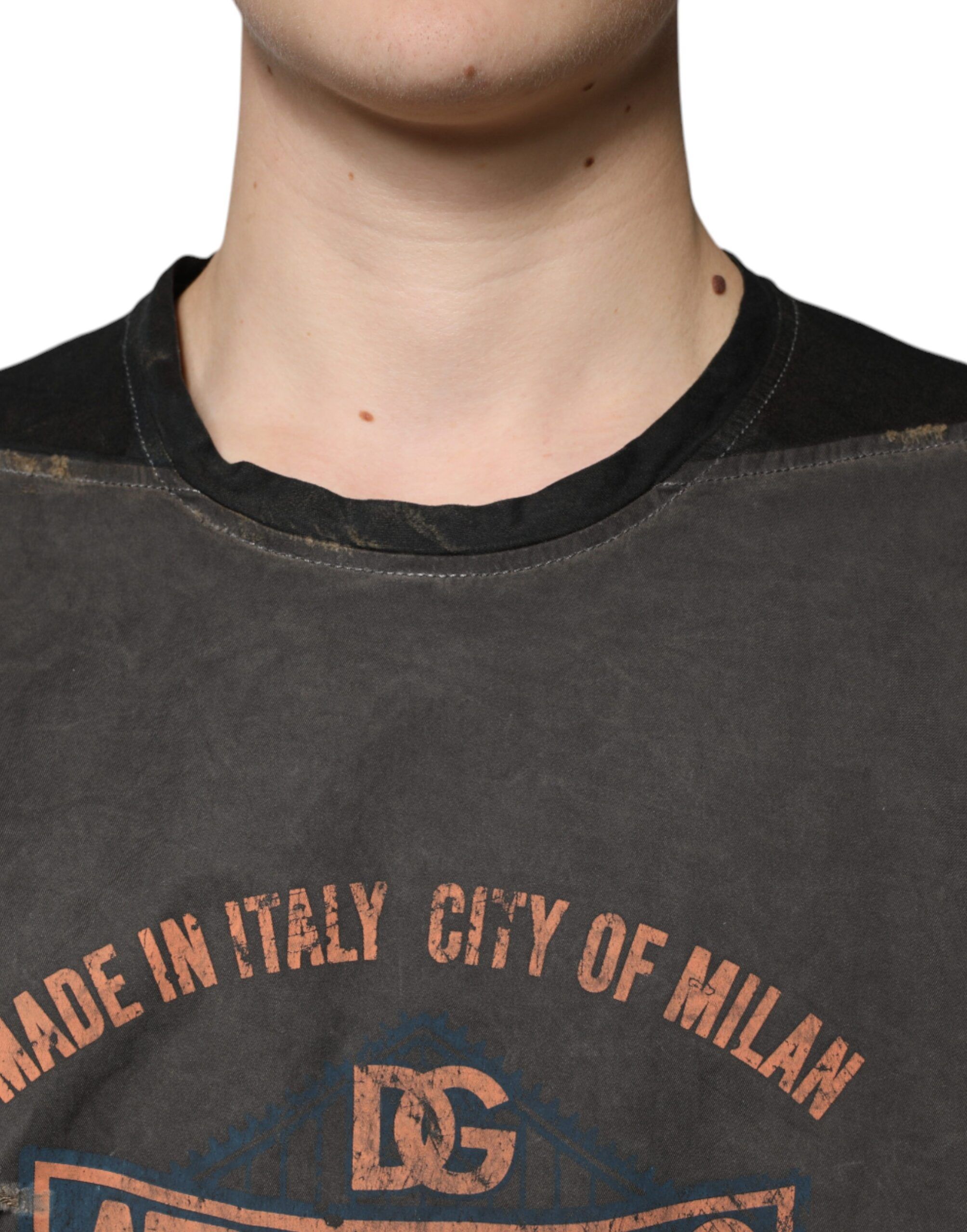 Graphic Print Cotton Round Neck Men's T-shirt - Dolce & Gabbana - Modalova