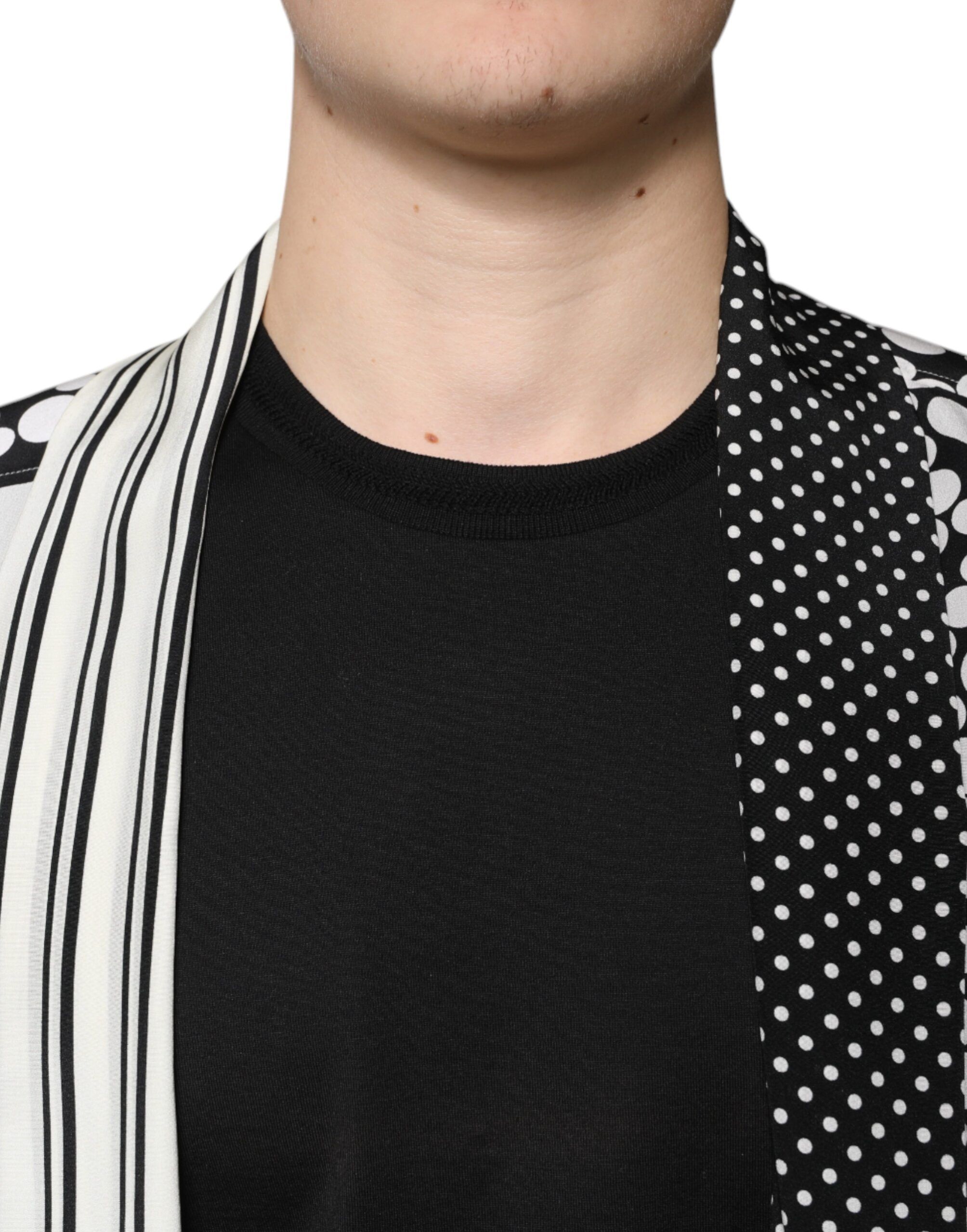 Black White Polka Dots Silk Men Casual Men's Shirt - Dolce & Gabbana - Modalova