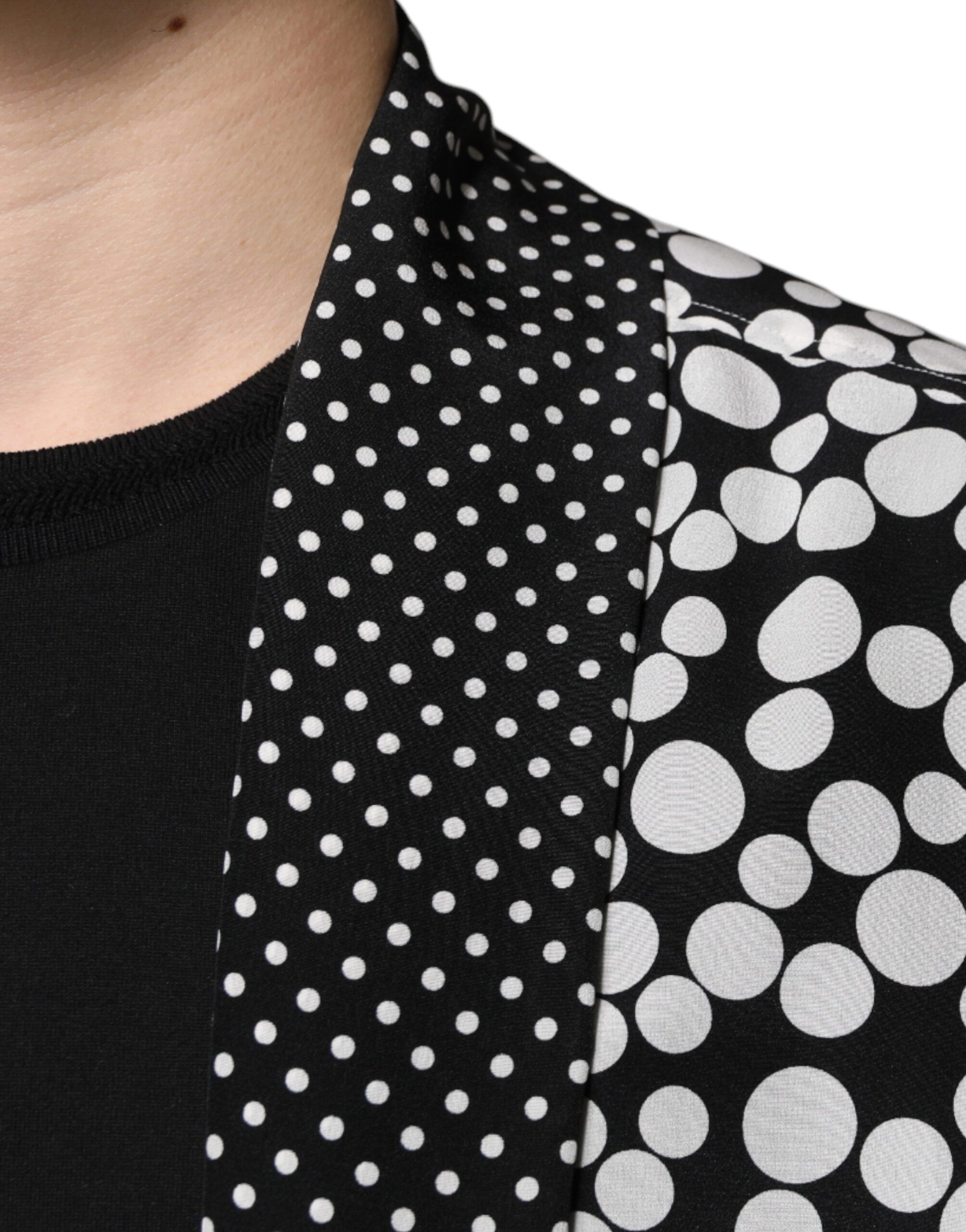 Black White Polka Dots Silk Men Casual Men's Shirt - Dolce & Gabbana - Modalova